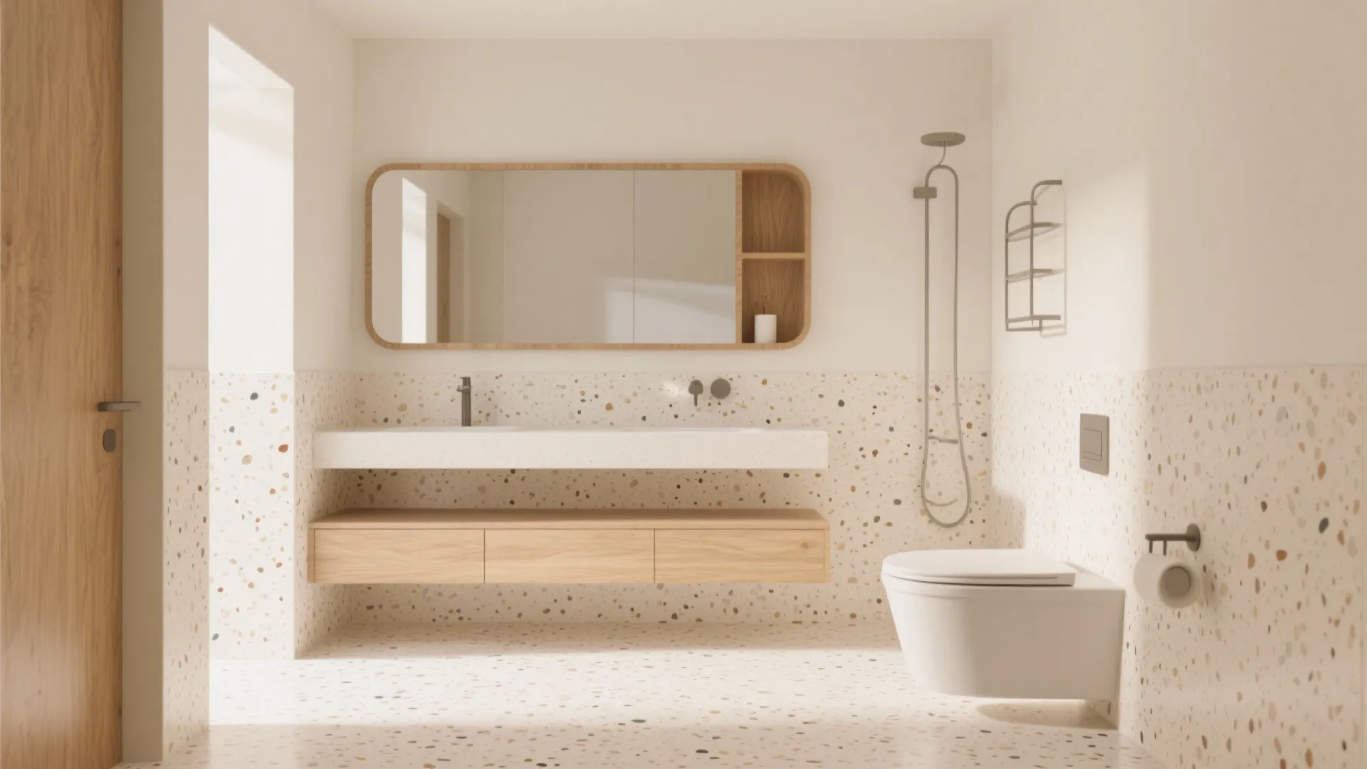 Warm terrazzo and micro terrazzo for a soft, modern vibe