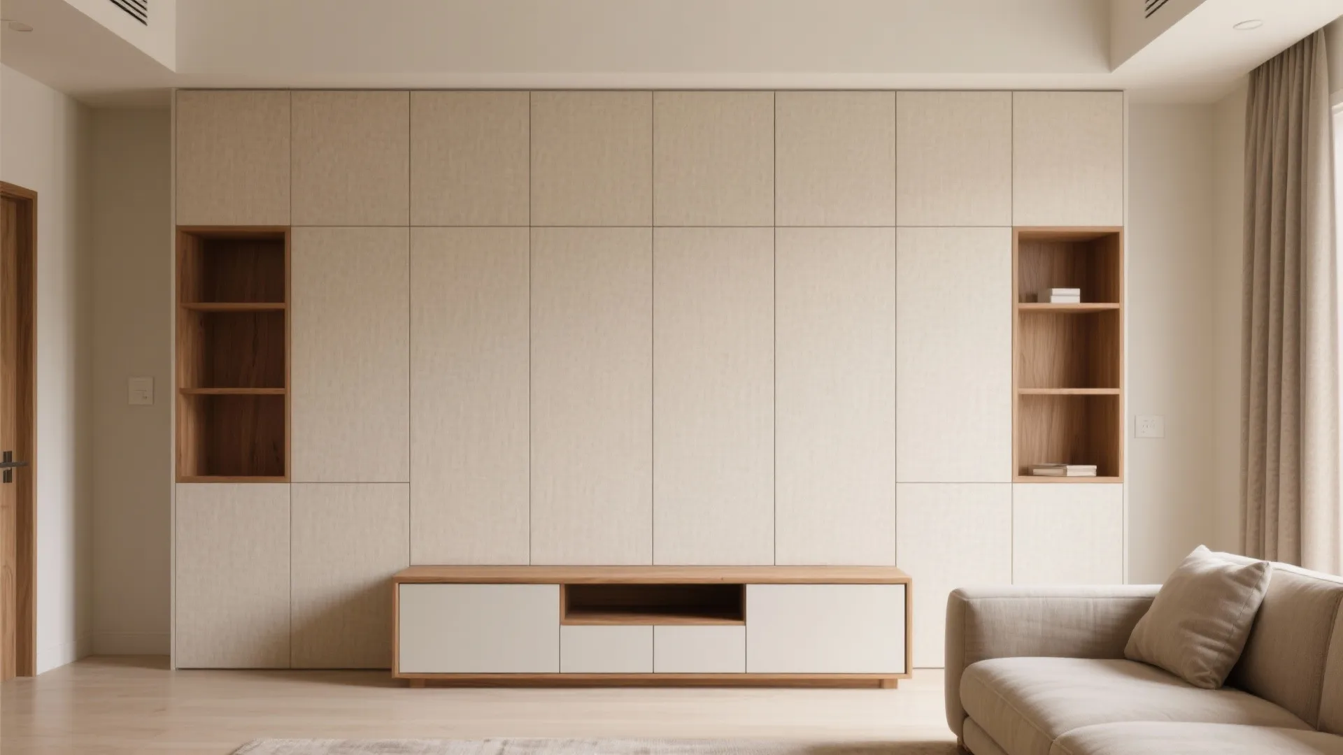 Minimal storage with warm textures
