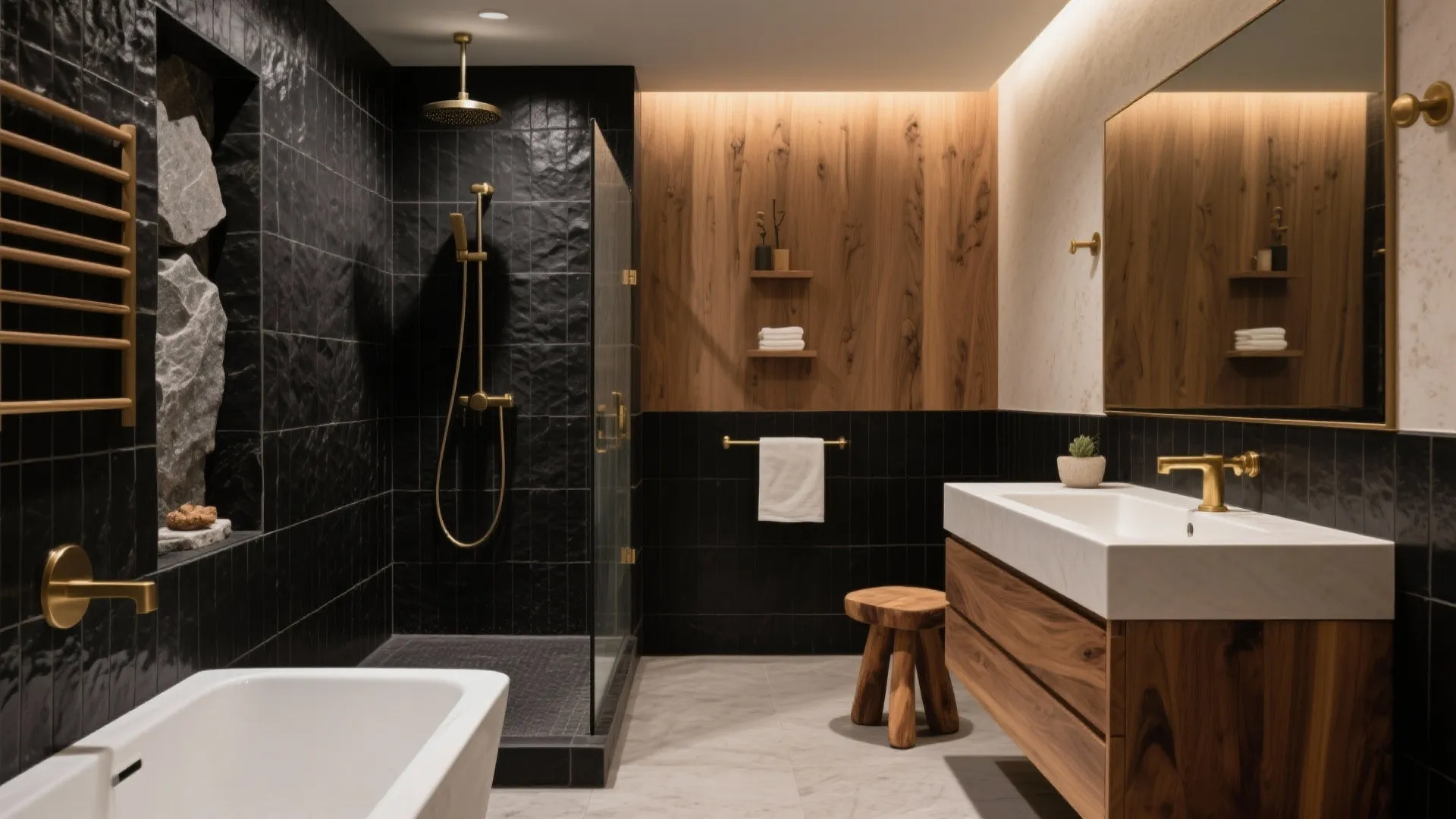 4. Textures and Warm Metals to Soften the Look