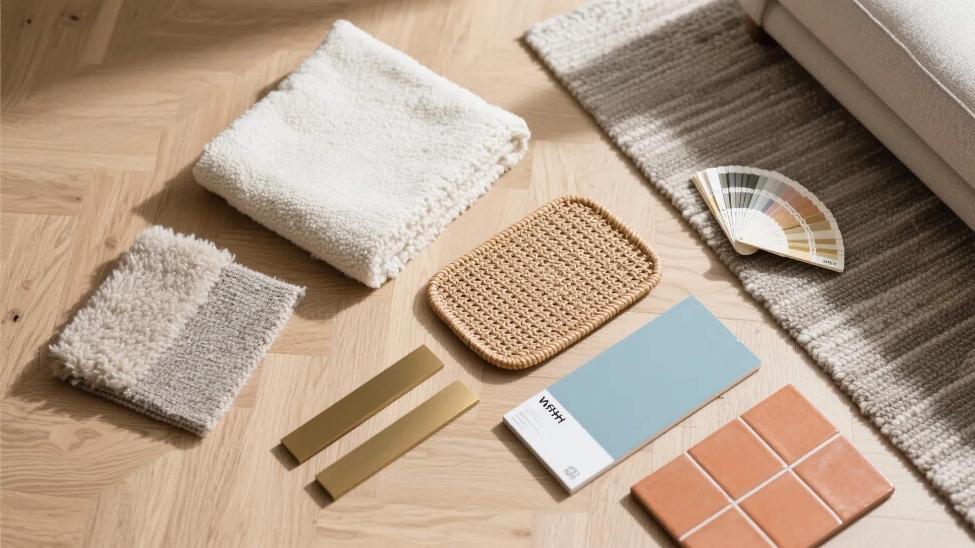 Natural textures and warm neutrals (with a strategic pop)