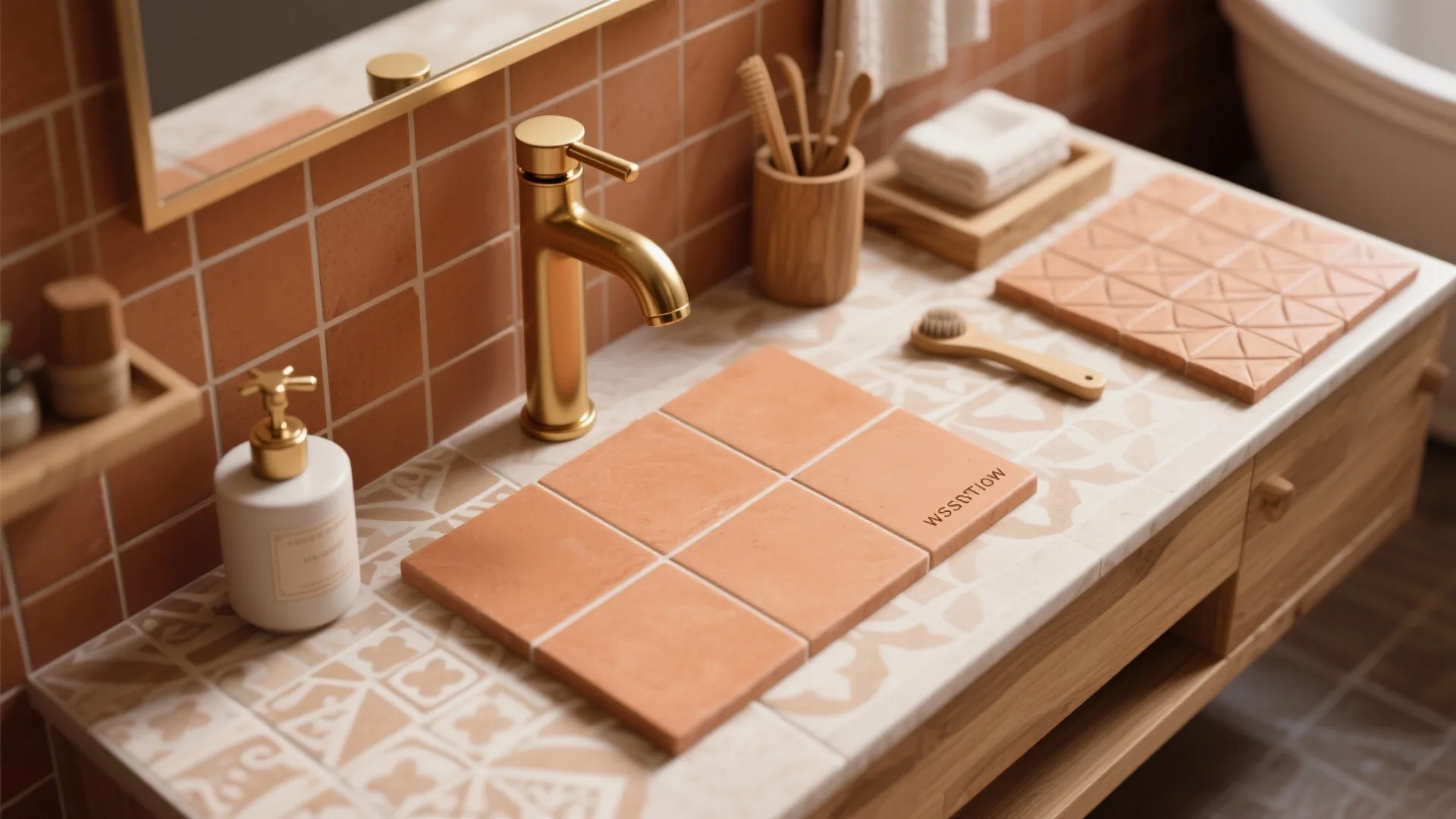 5. Warm Tone Tiles & Accent Elements