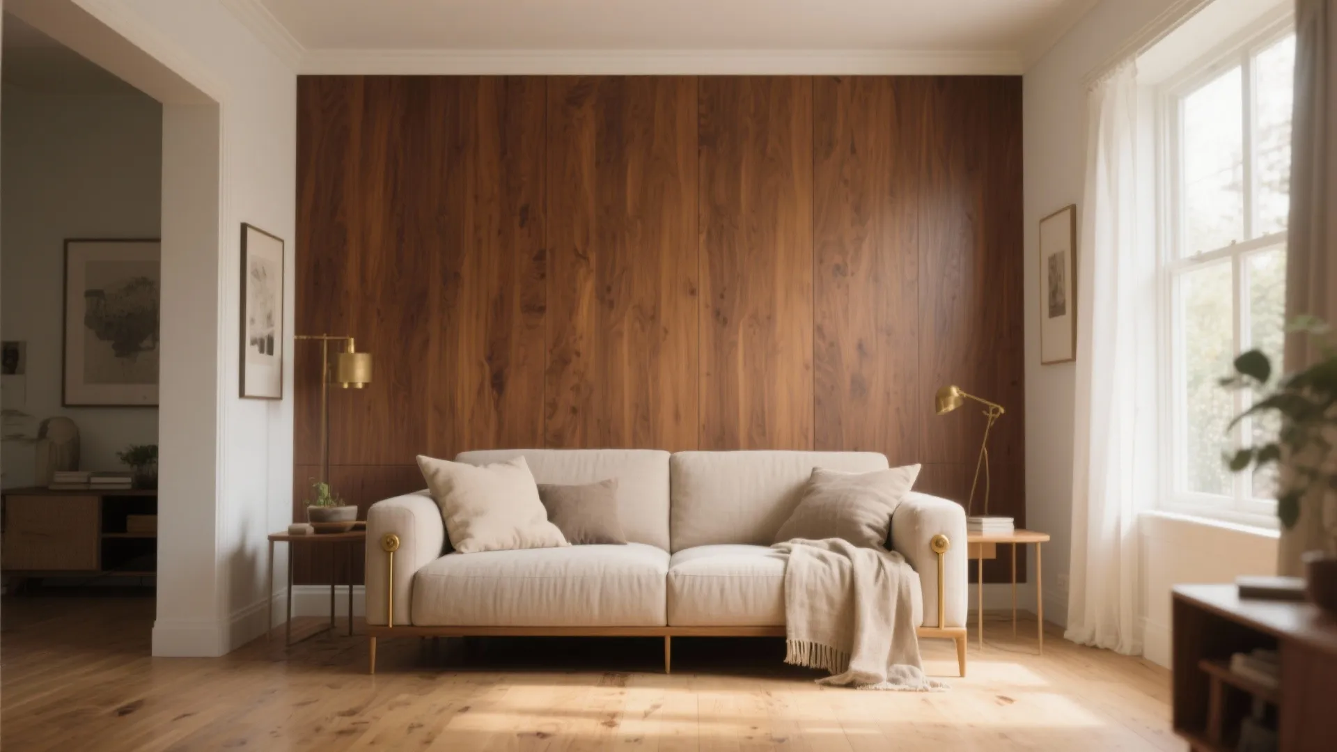 1. Warm walnut accent wall