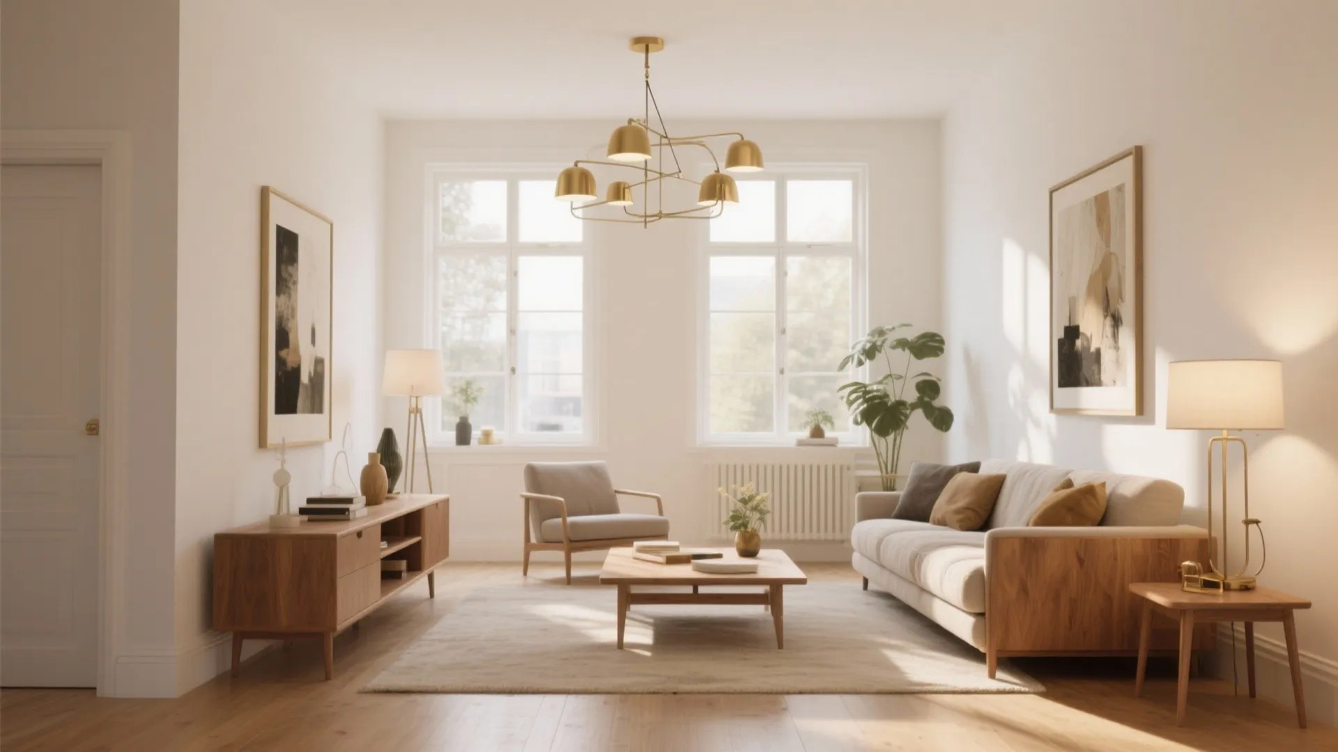 6. Warm White with Brass Lighting