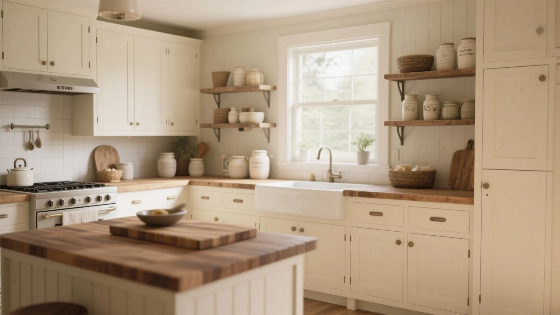 1. Warm White with Butcher Block