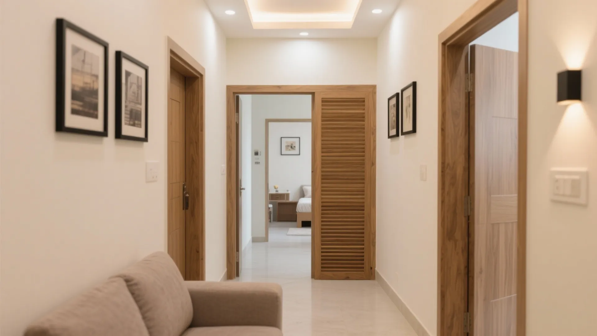 Calm color story with warm whites and wood accents