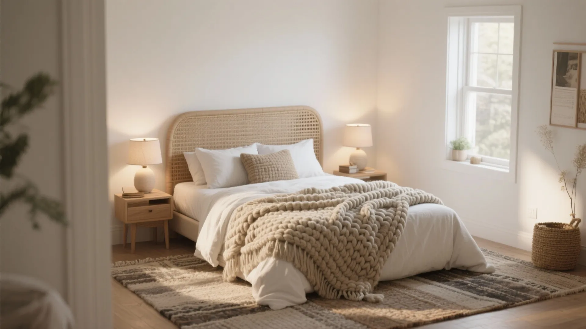 3. Warm White with Layered Textures — Bright and Cozy
