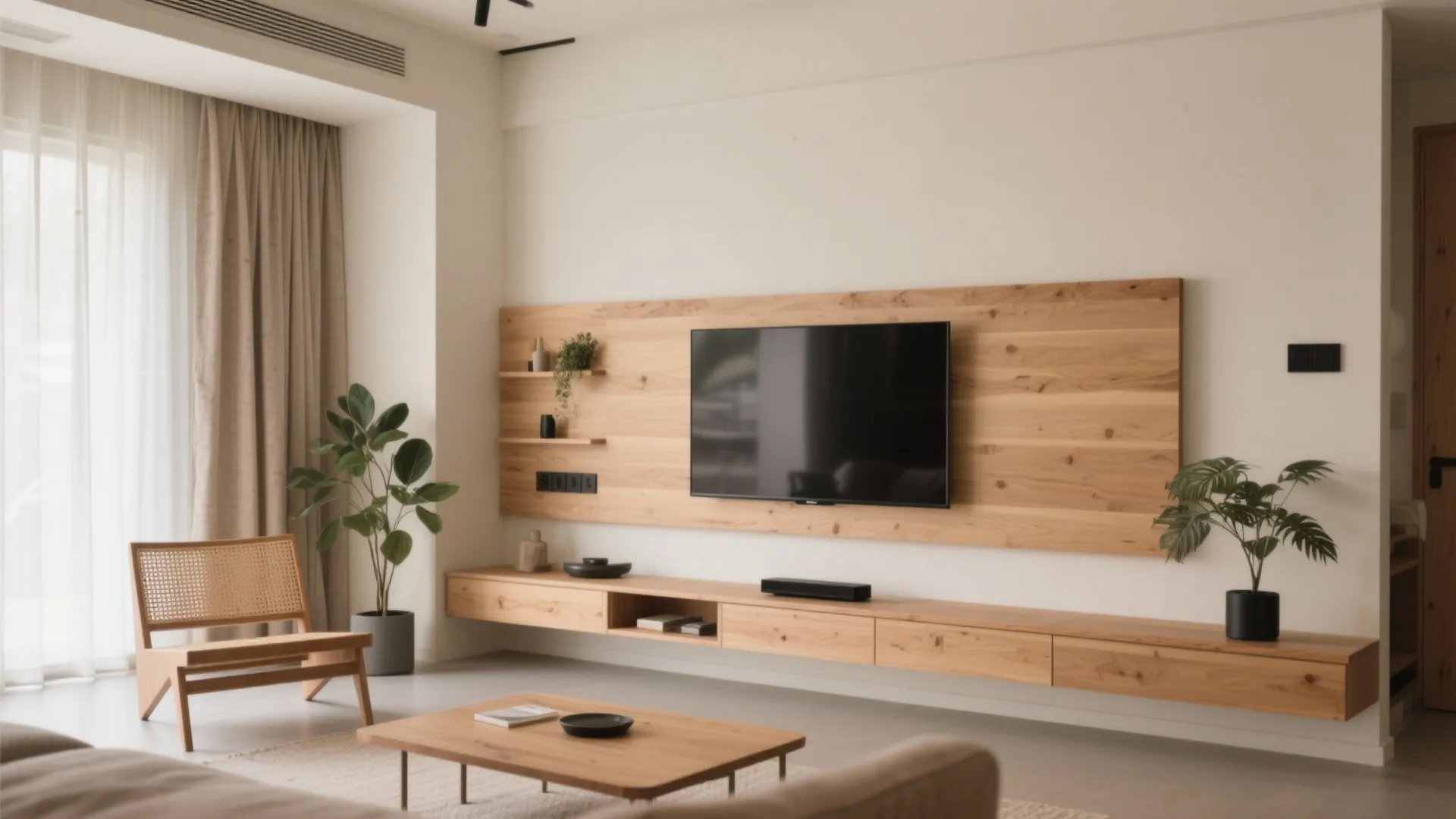 Warm Wood Accents Without Visual Bulk