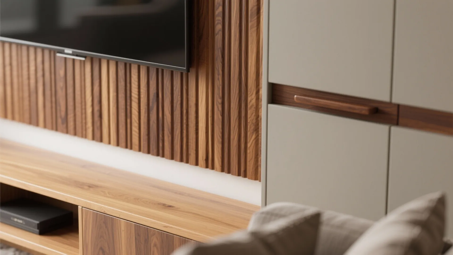 Warm wood, not heavy wood: cozy without the clutter