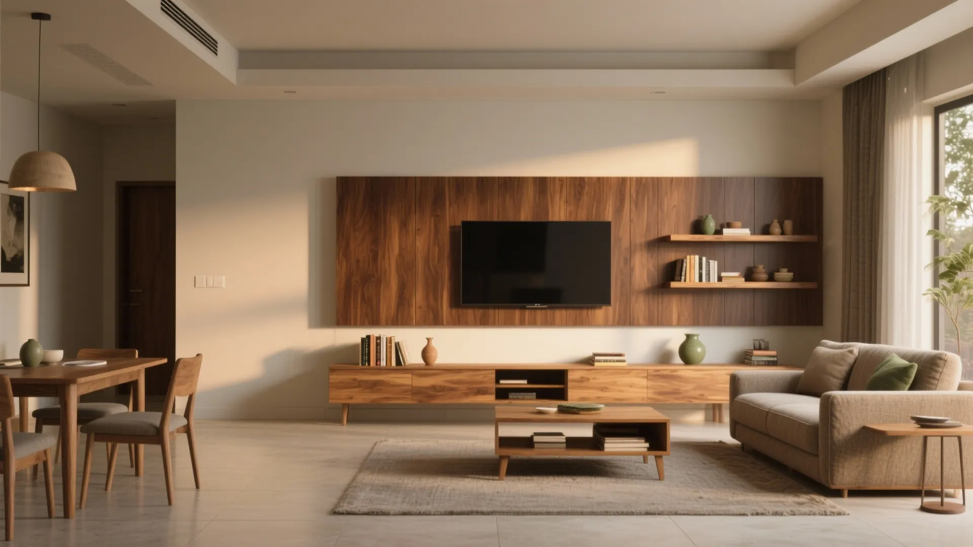 Warm wood accents for a calm core