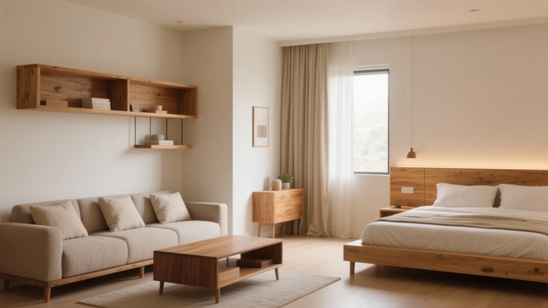 Warm Wood Elements for Comfort Without Clutter