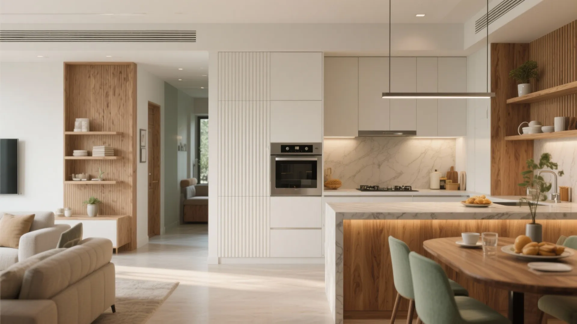 Warm Wood Accents to Soften Modern Lines