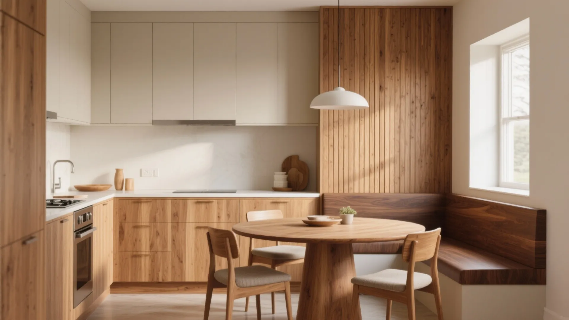 Warm Wood Elements to Ground the Space