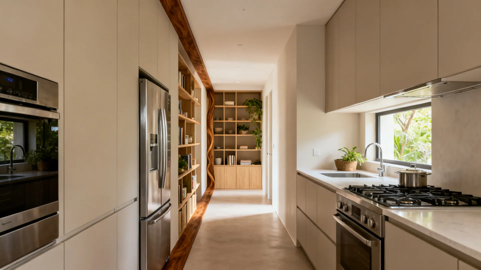 Warm Wood Accents to Soften the Transition