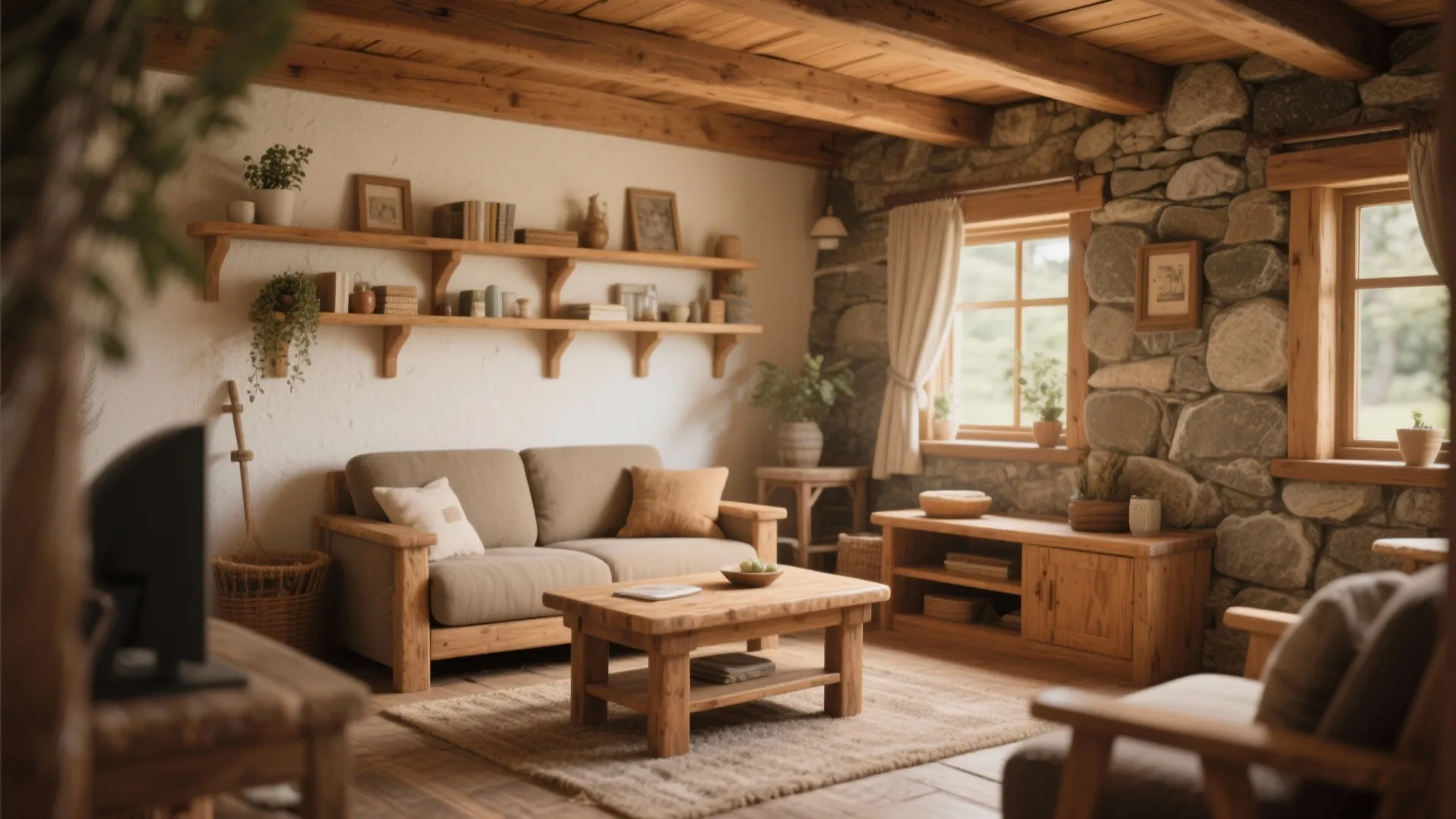 10. Warm Wood Accents for a Homely Feel