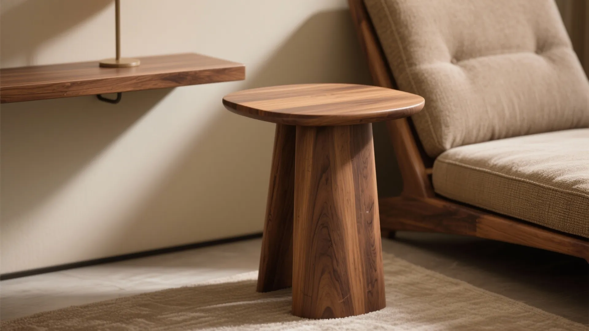 Warm wood accents to soften lines