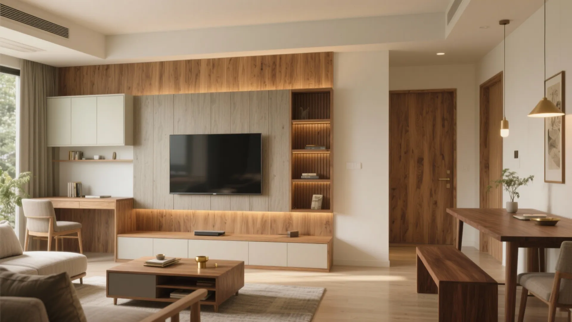 The Warmth of Wood Elements in Urban Apartments