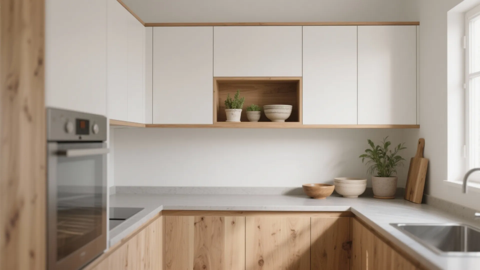 Warm wood accents for human-scale comfort