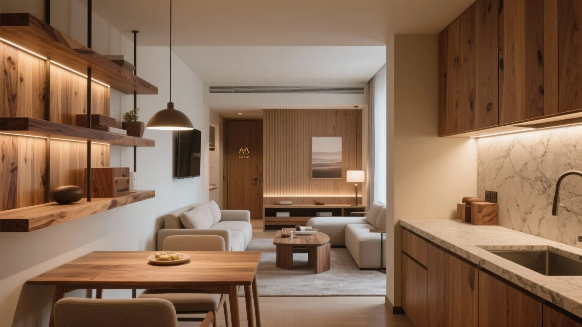 Warm Wood Accents for Tactile Luxury