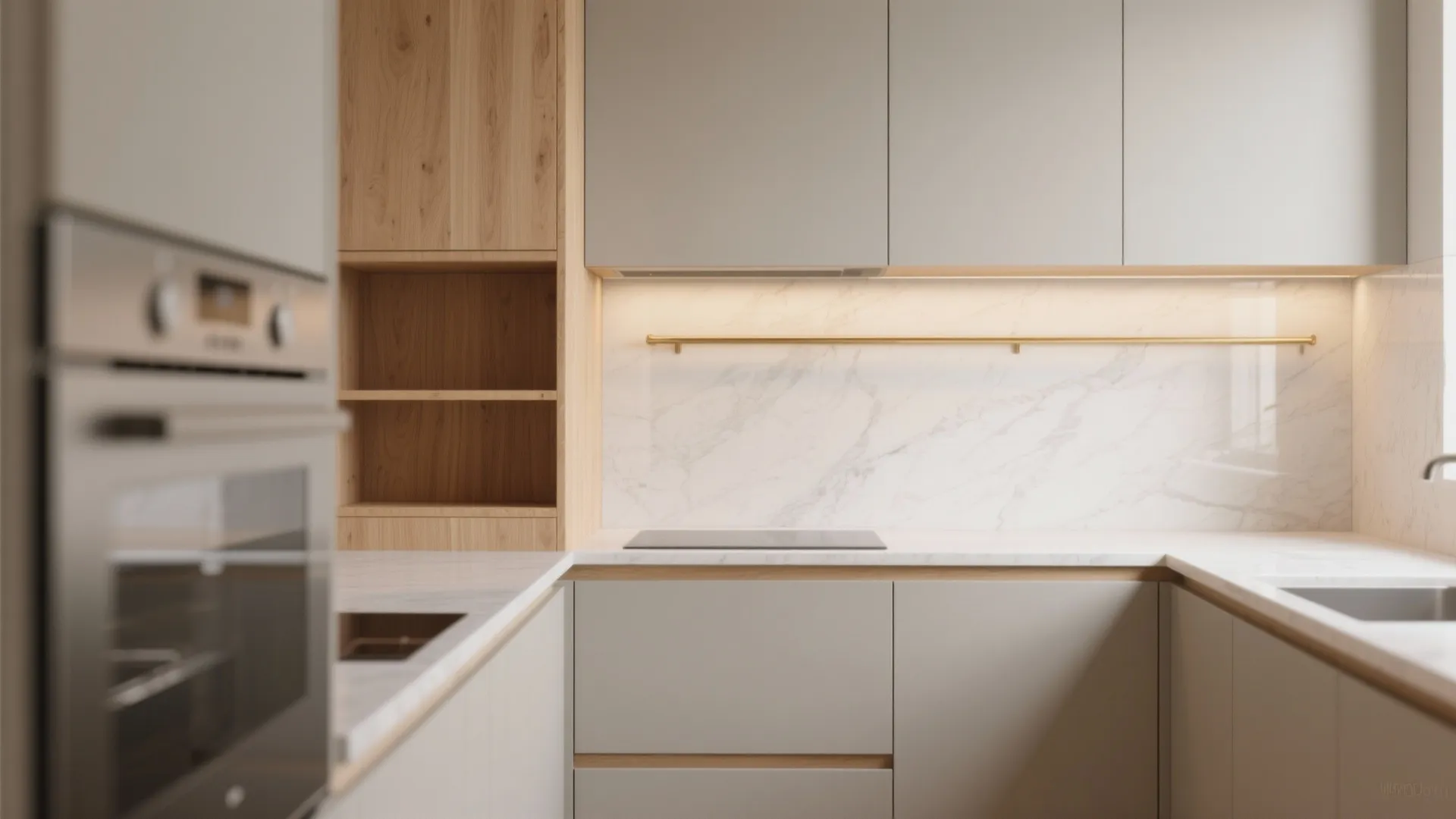 Warm wood accents without overwhelming a compact kitchen