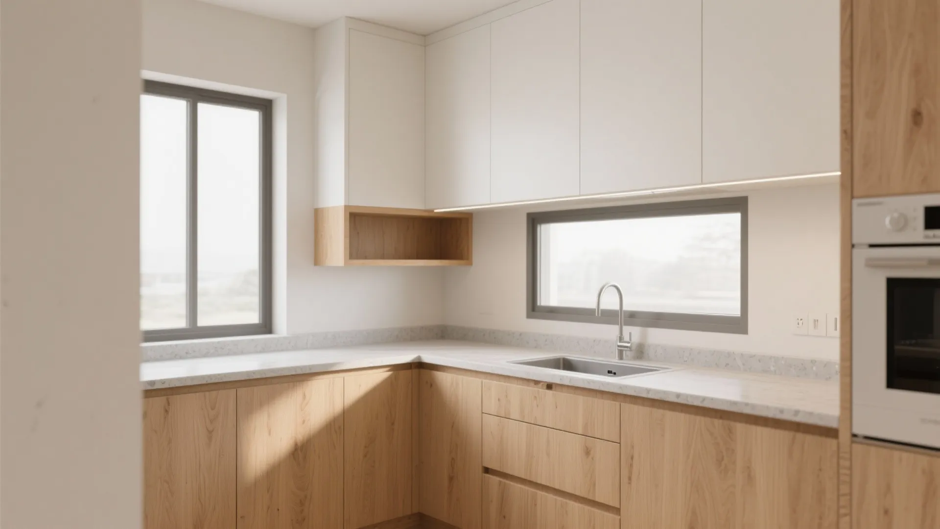 Warm wood accents without visual heaviness