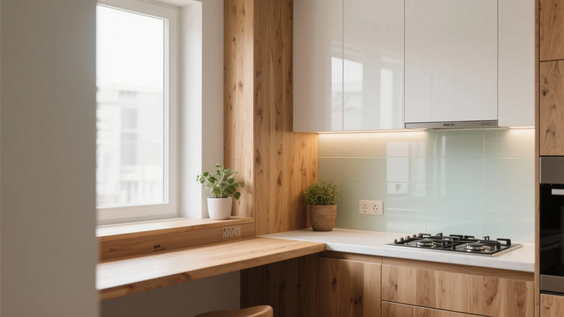 Warm wood accents for balance