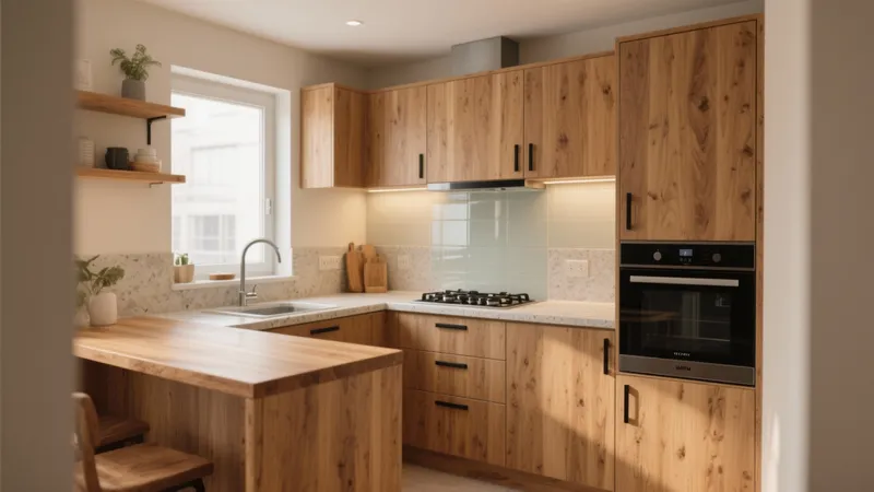 Warm Wood Kitchen Design with Natural Light