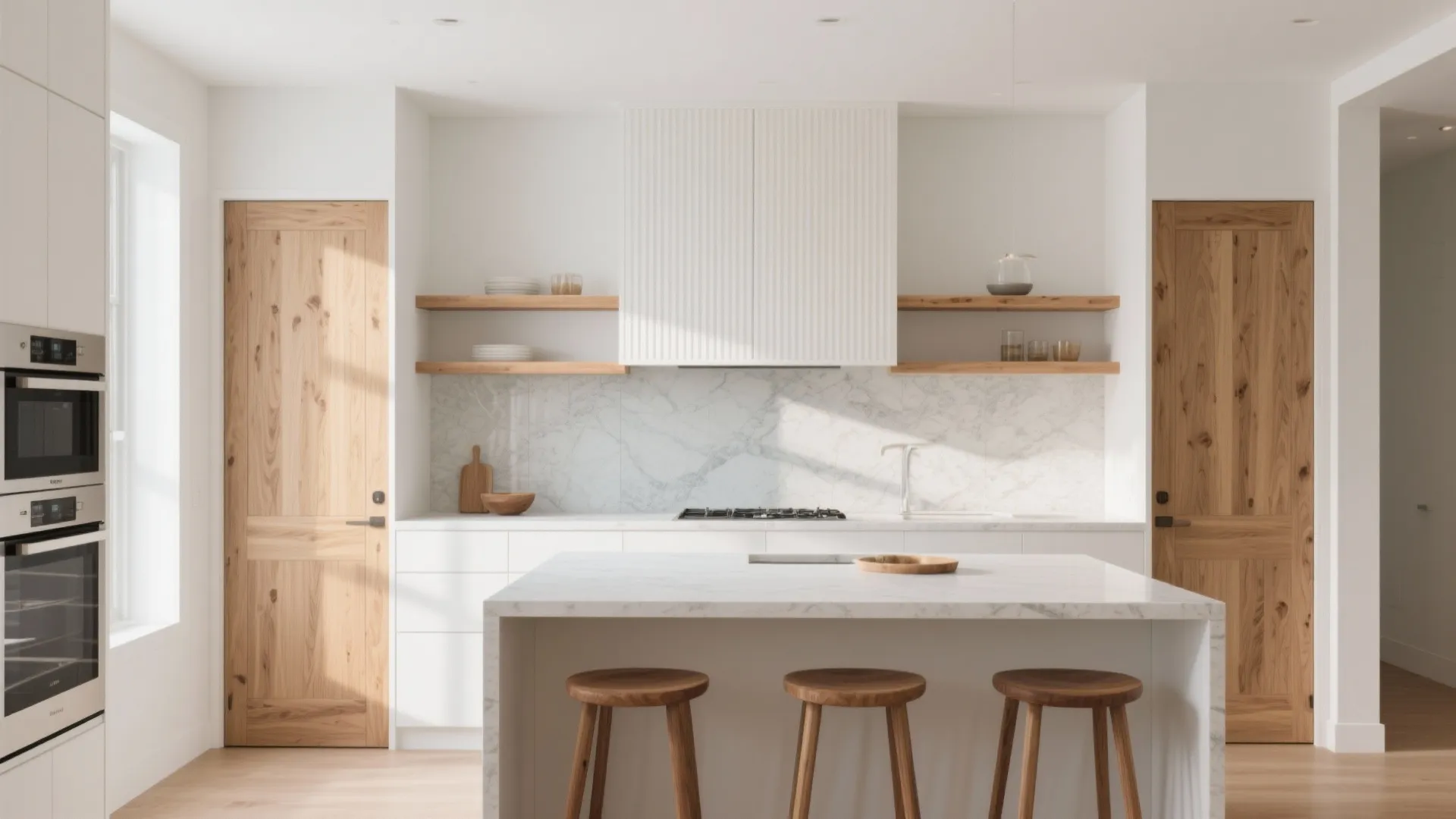 Warm Wood Accents to Soften White Boxes