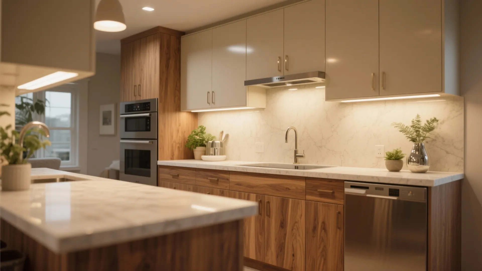 Warm wood accents without the maintenance