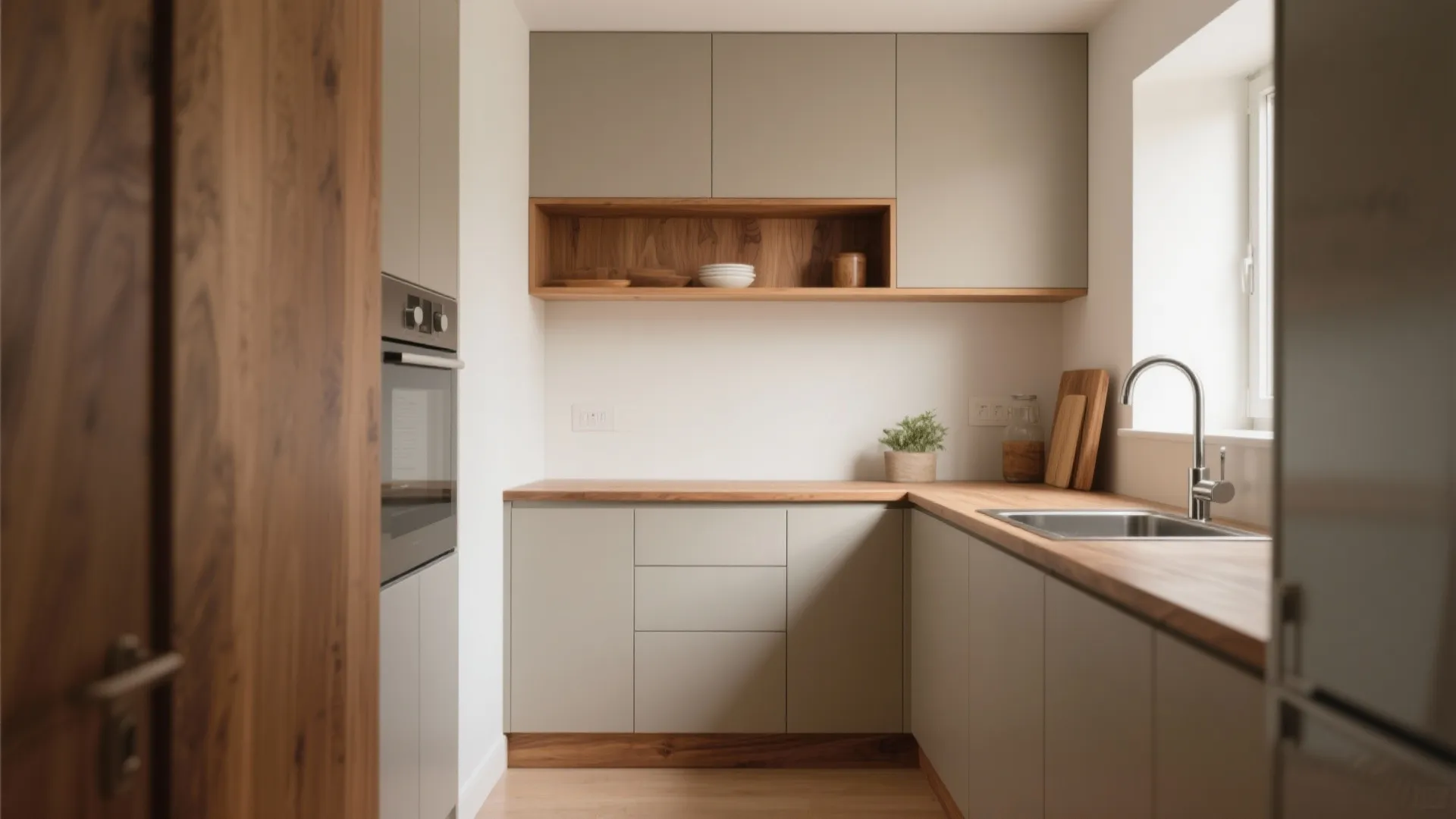 Warm wood accents, not full wood