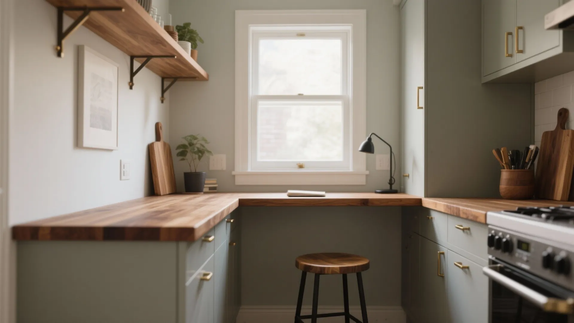 Warm wood accents to soften a compact footprint