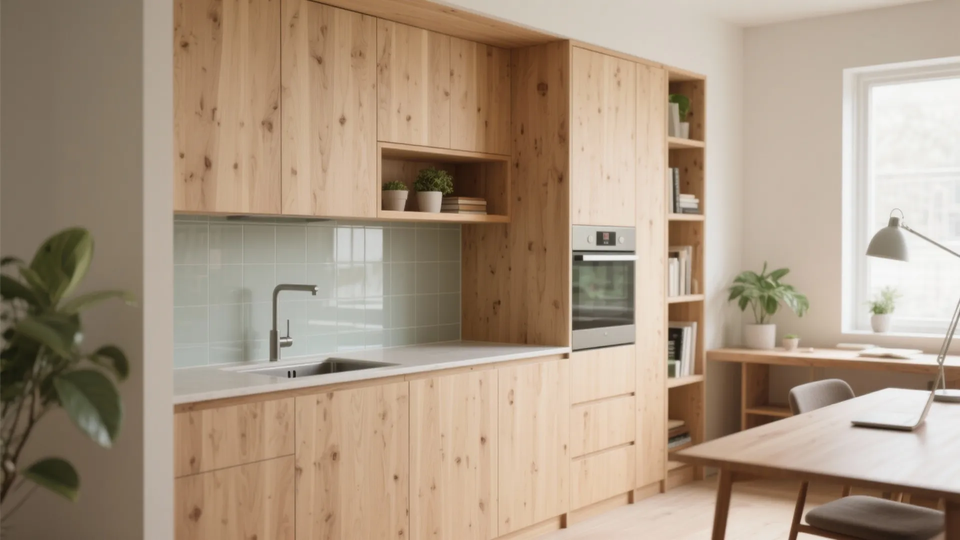 Warm Wood Accents to Soften Study Ambience