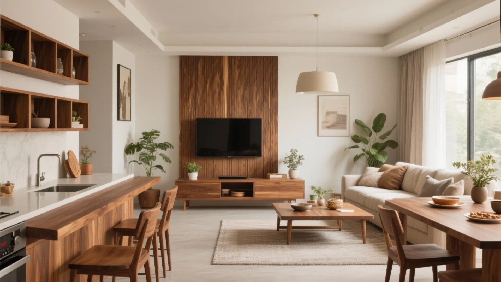 Warm Wood Accents to Soften Modern Lines