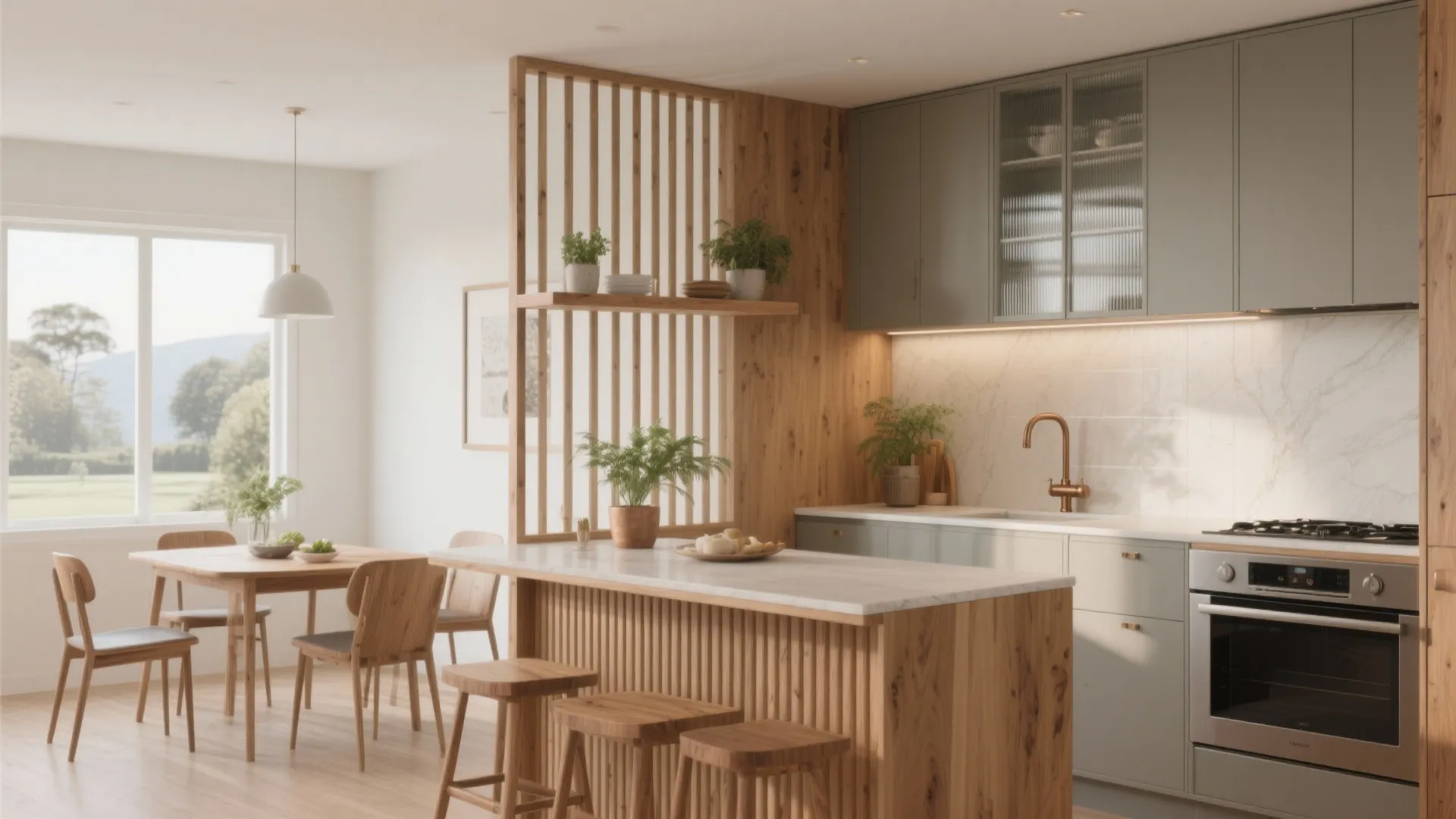 Warm wood elements for balance