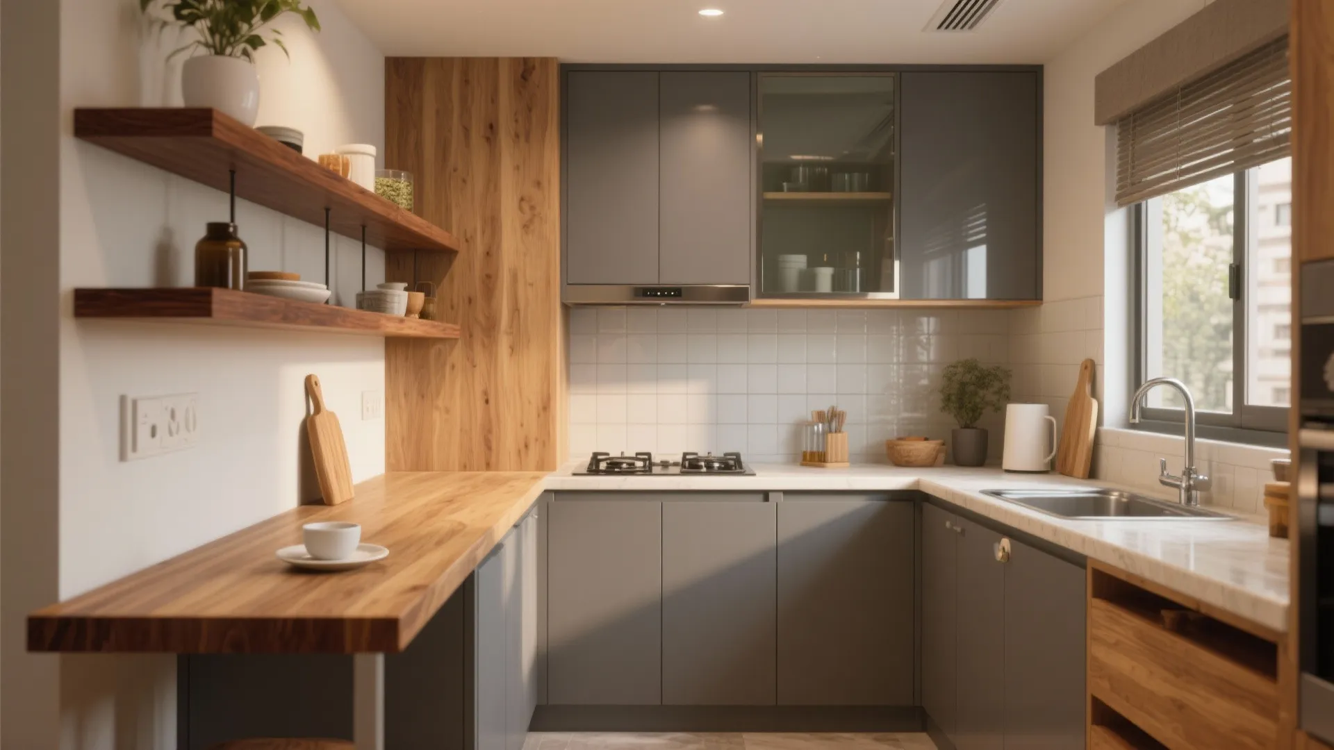 Warm Wood Accents to Soften the Look