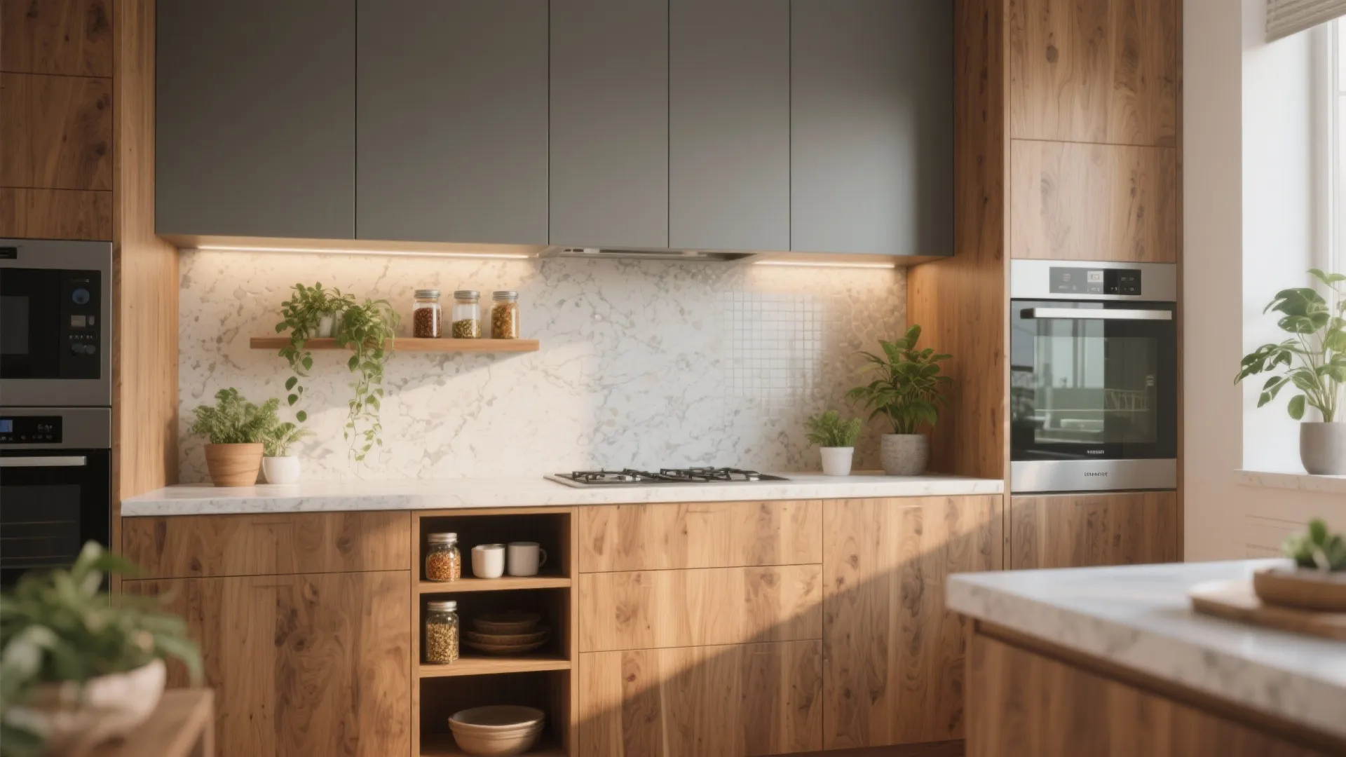 Warm Wood Accents for a Cozy Family Hub