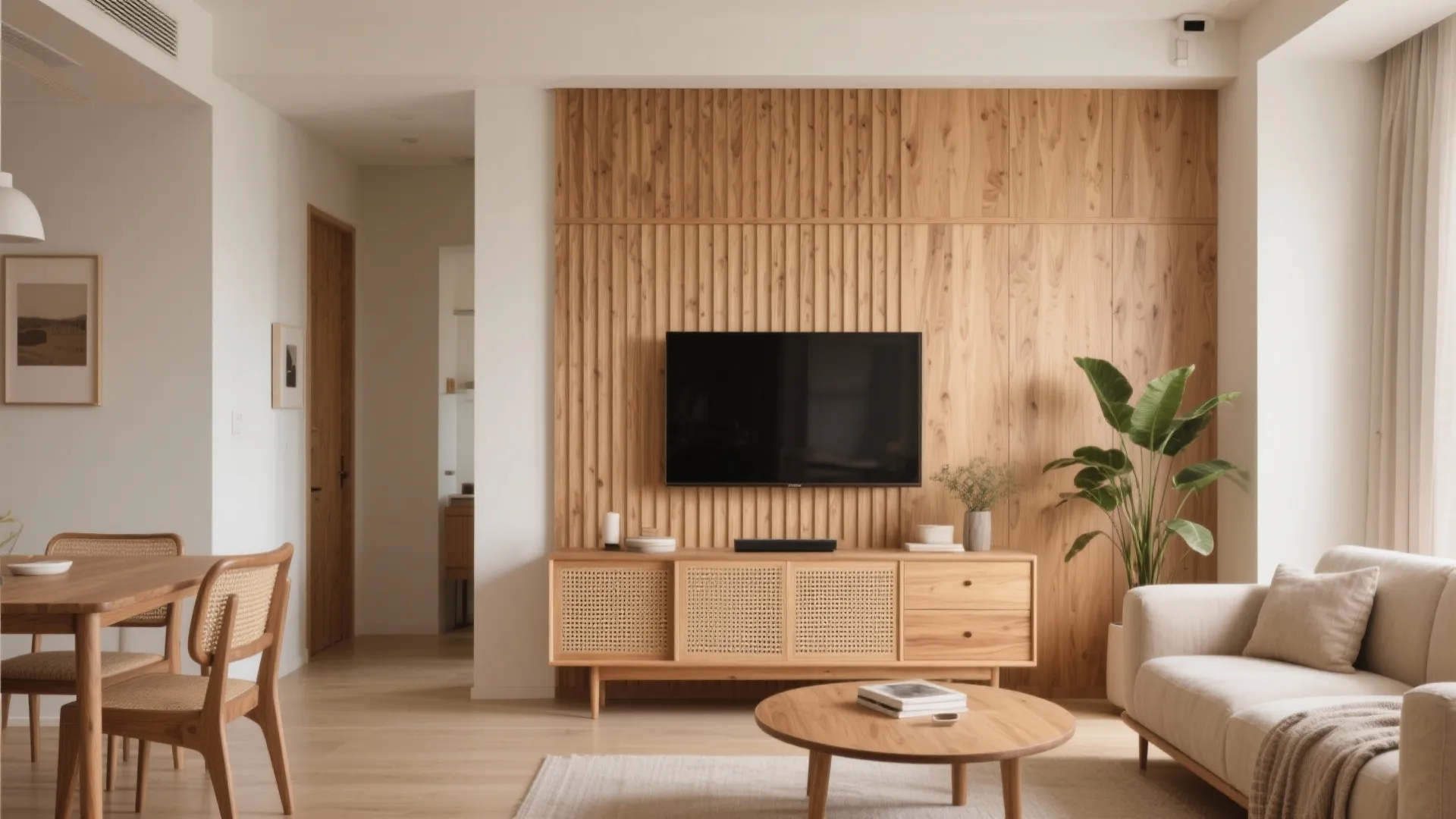 Warm wood accents to add comfort without bulk