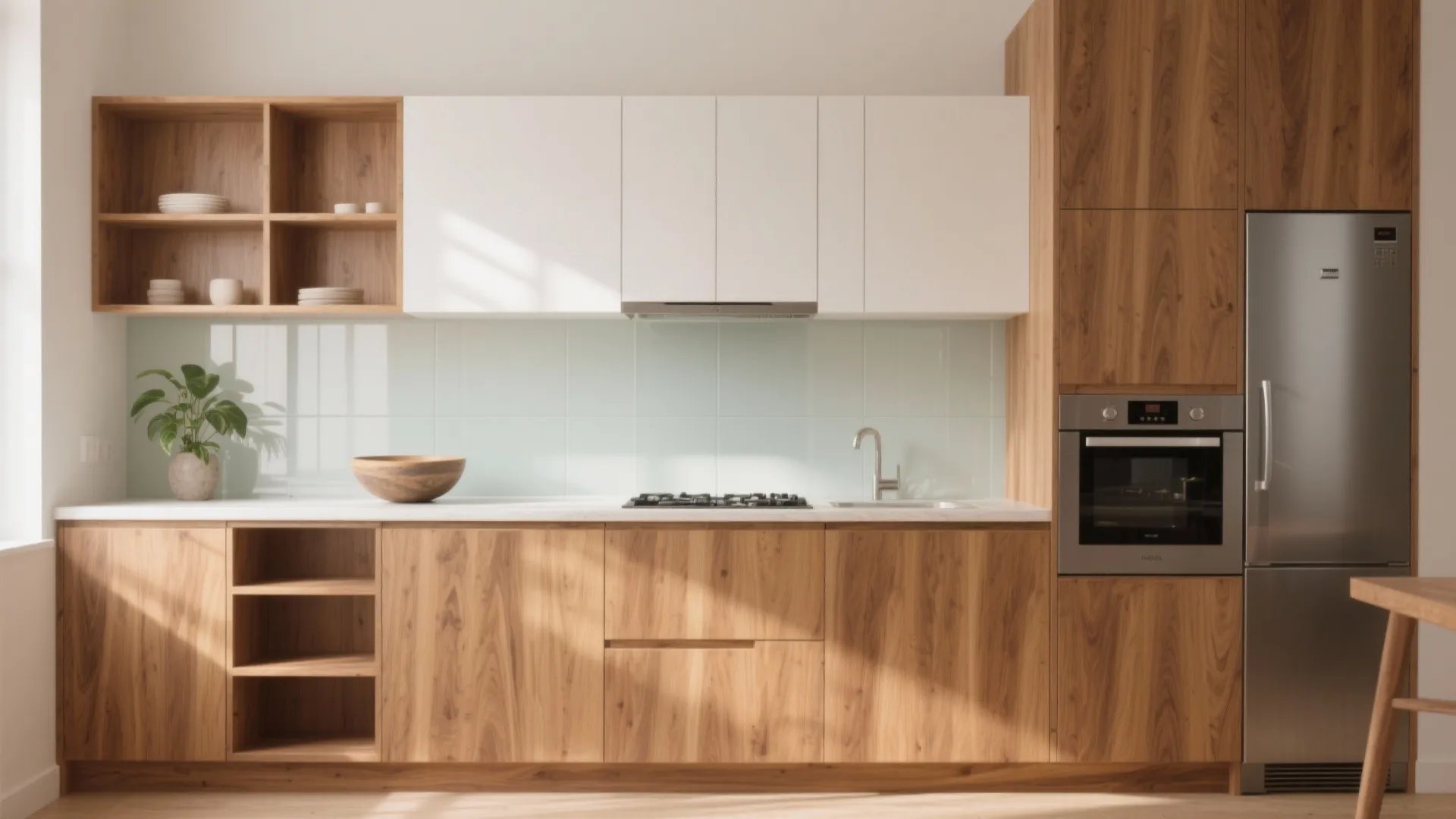 Warm wood accents to soften the modern look