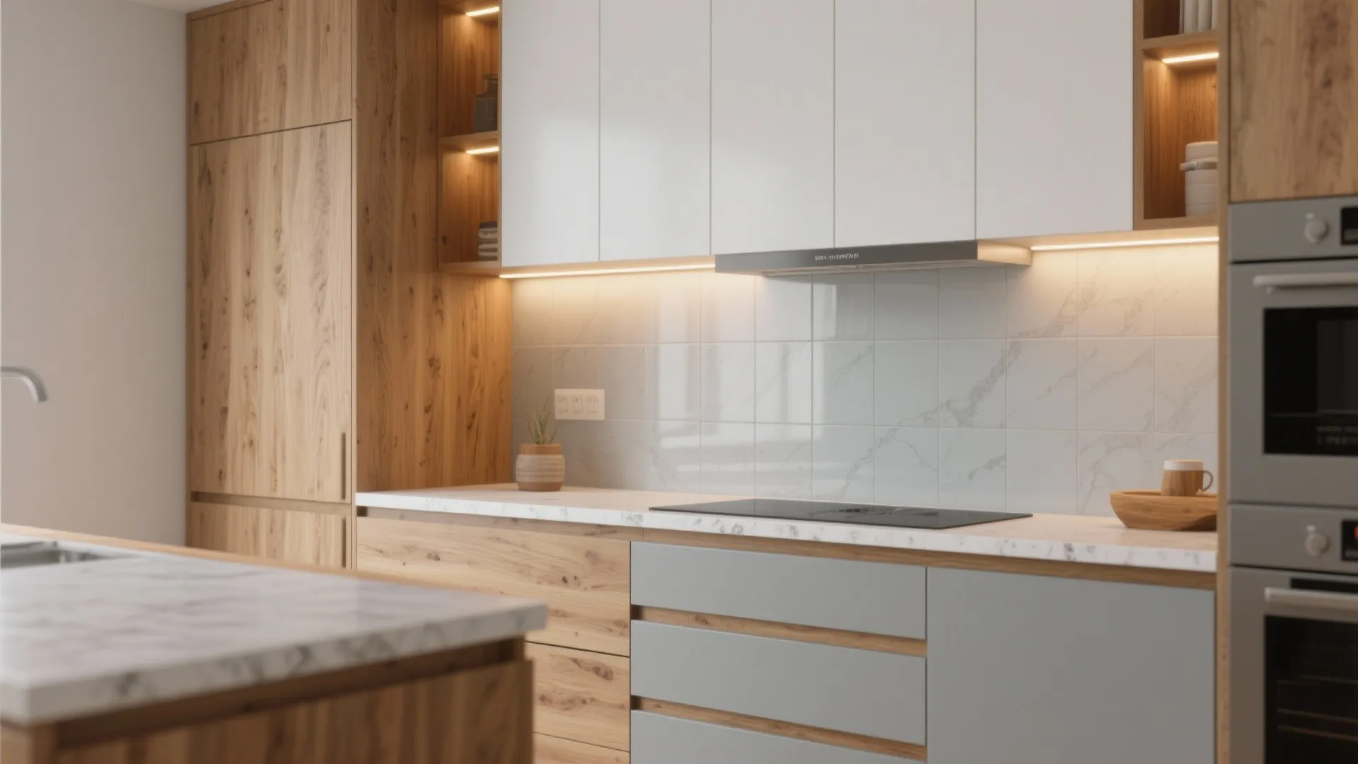 Warm Wood Accents to Soften the Space