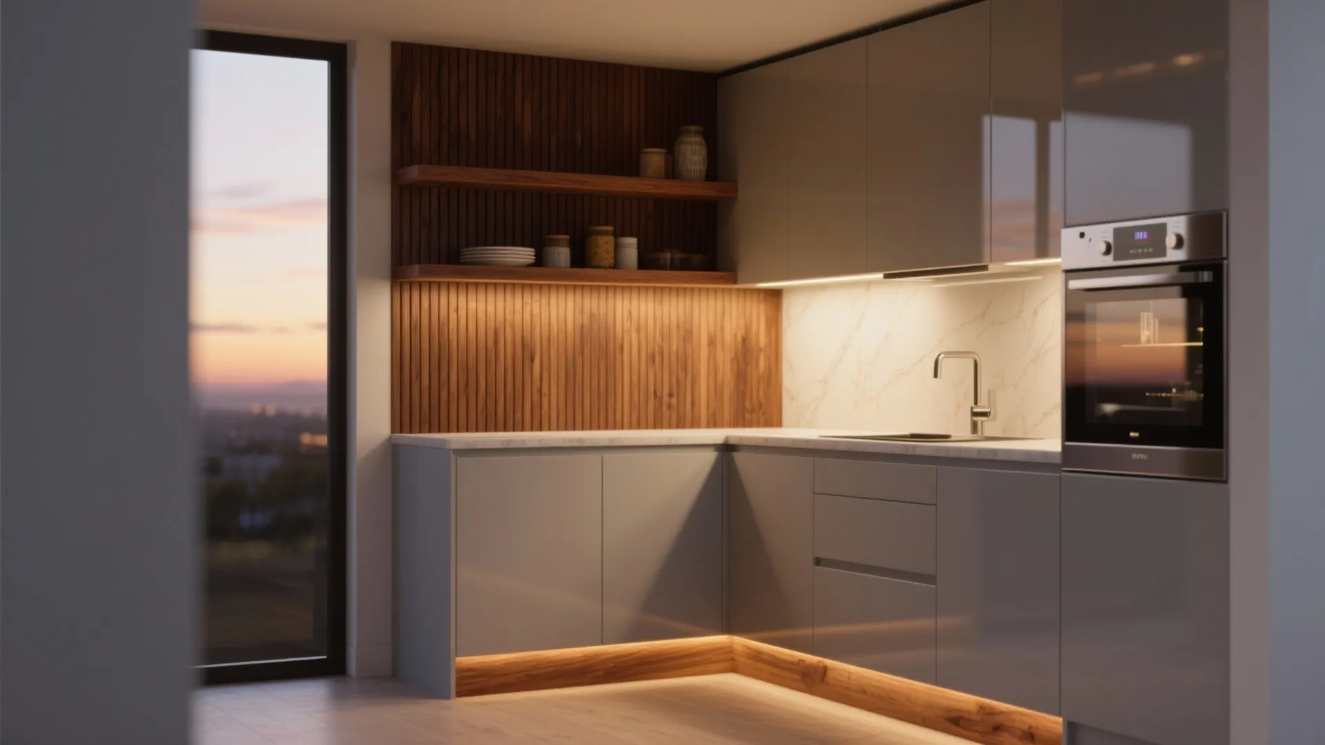 Warm Wood Accents to Humanize Compact Spaces