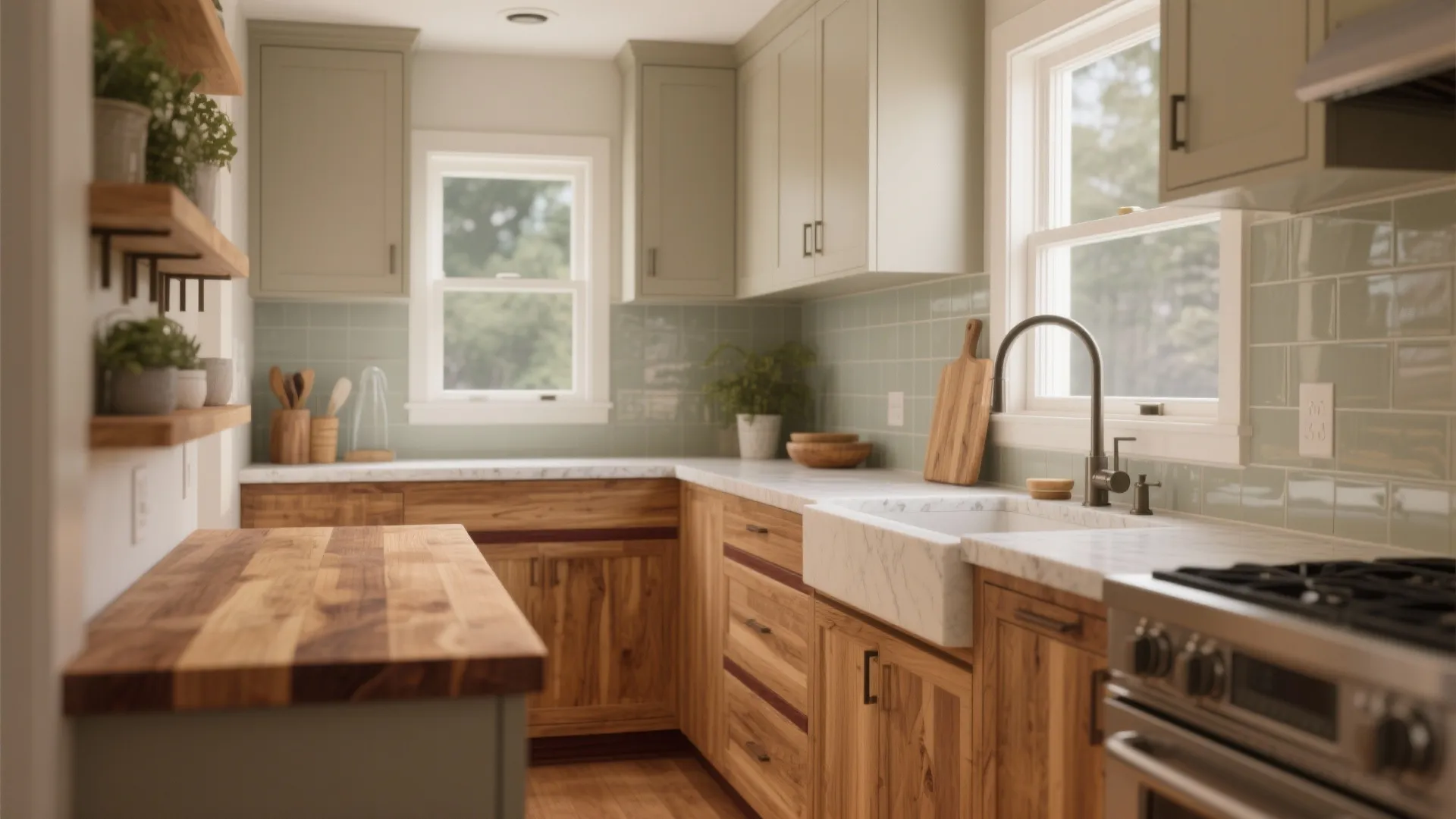 Warm wood accents with durable finishes