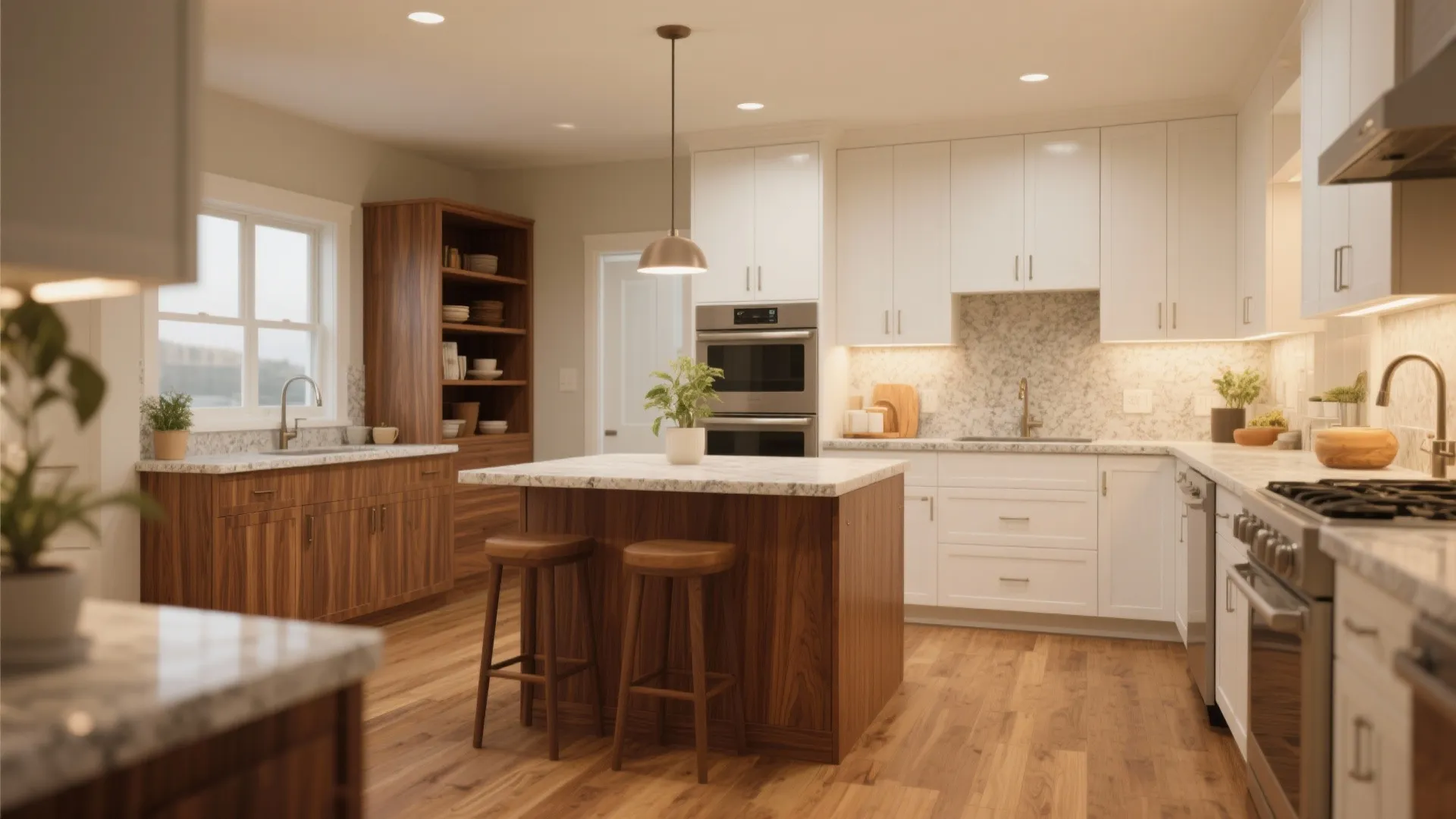 Warm wood accents for comfort