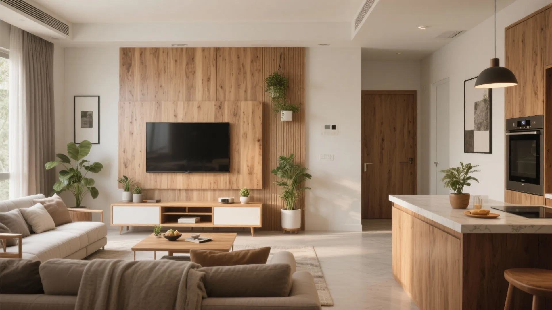 Warm Wood Accents for Calm, Durable Interiors