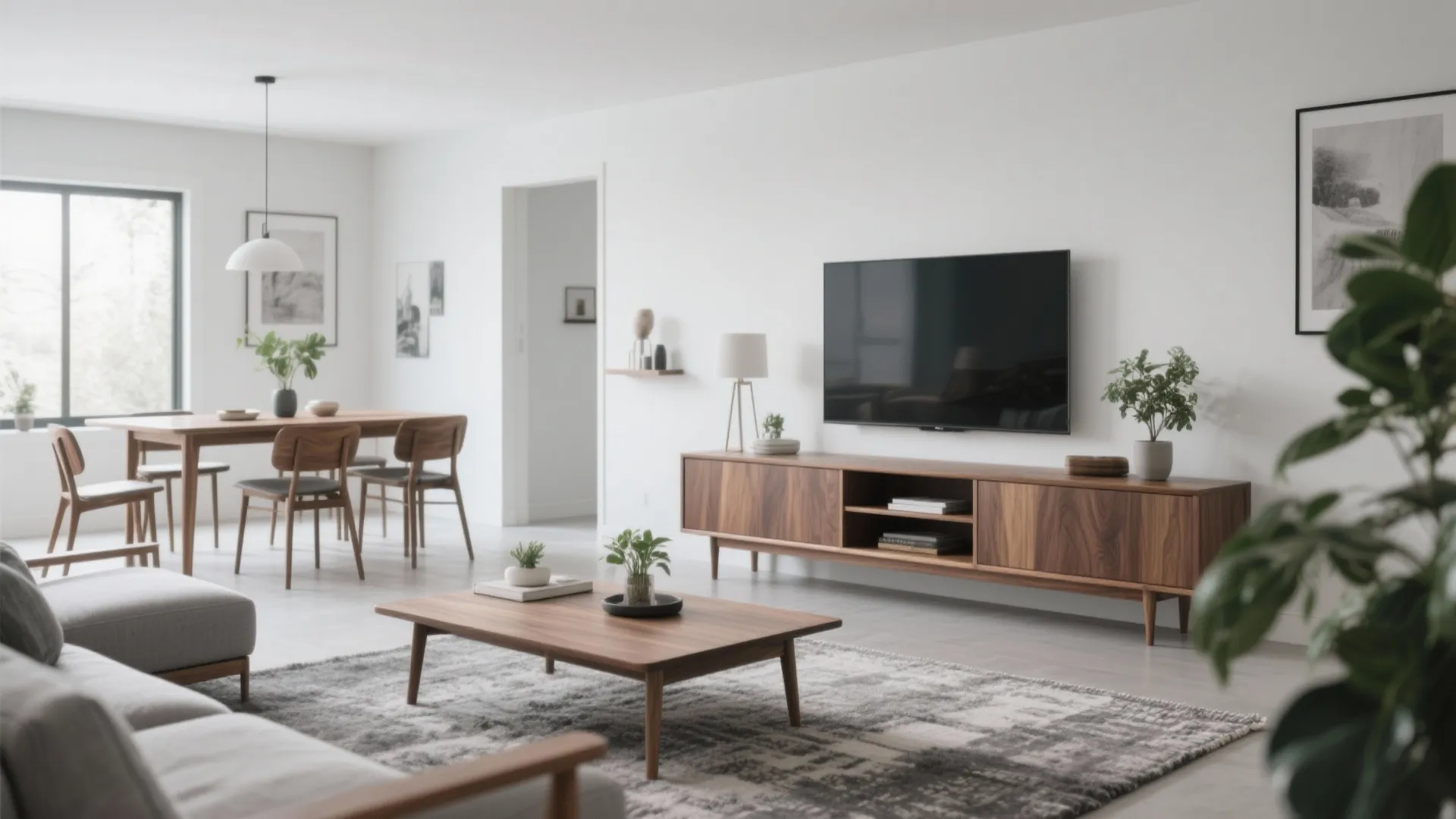 Warm wood accents to balance cool tones