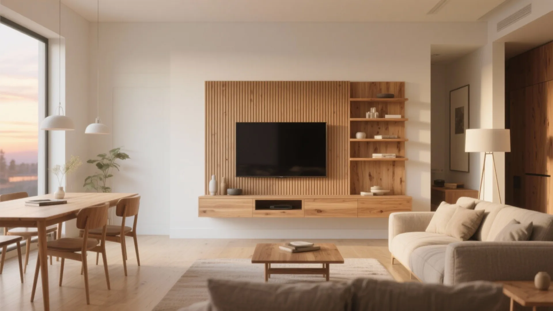 Warm wood accents without the bulk