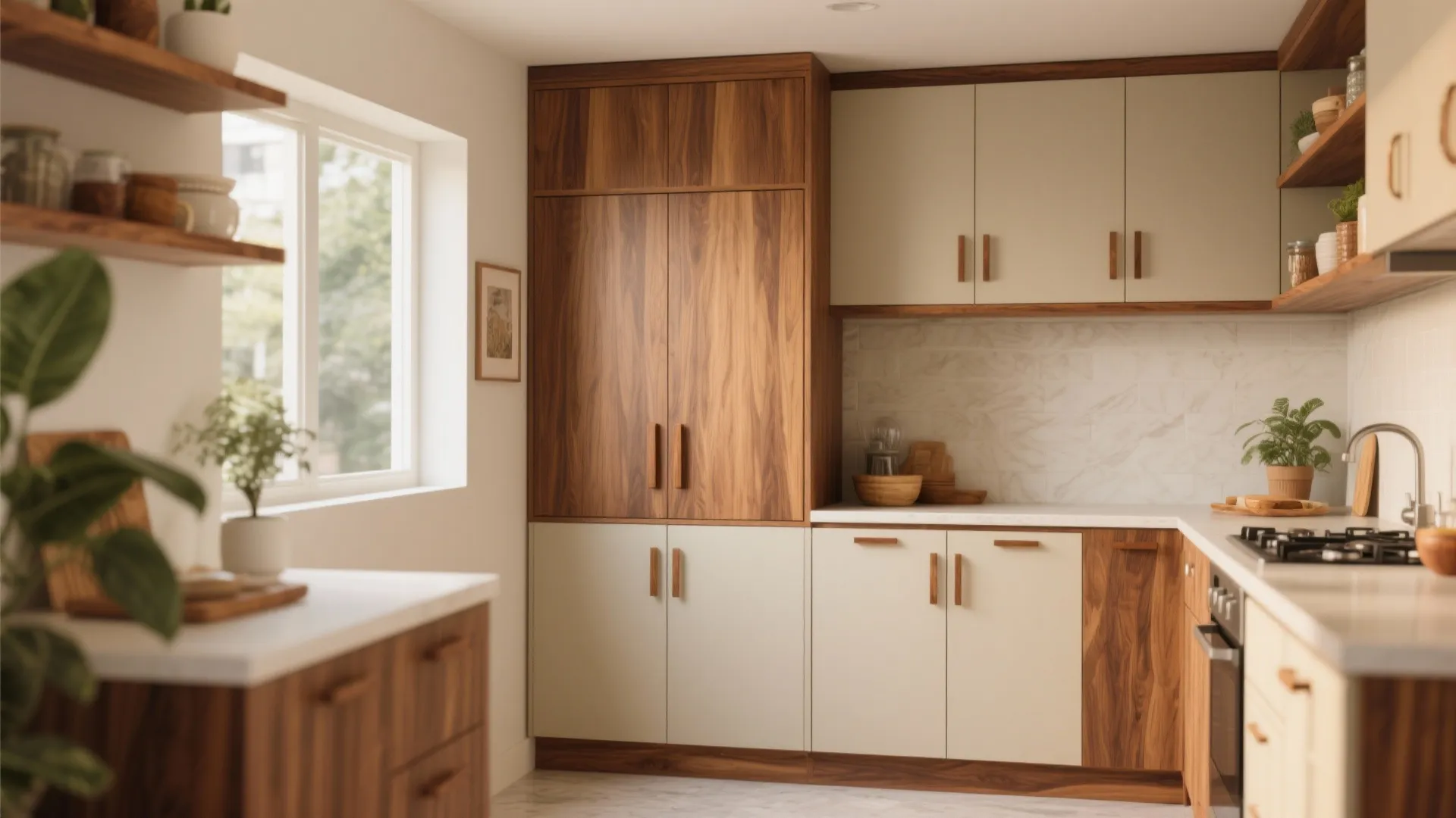 Warm Wood Accents with Moisture-Smart Finishes
