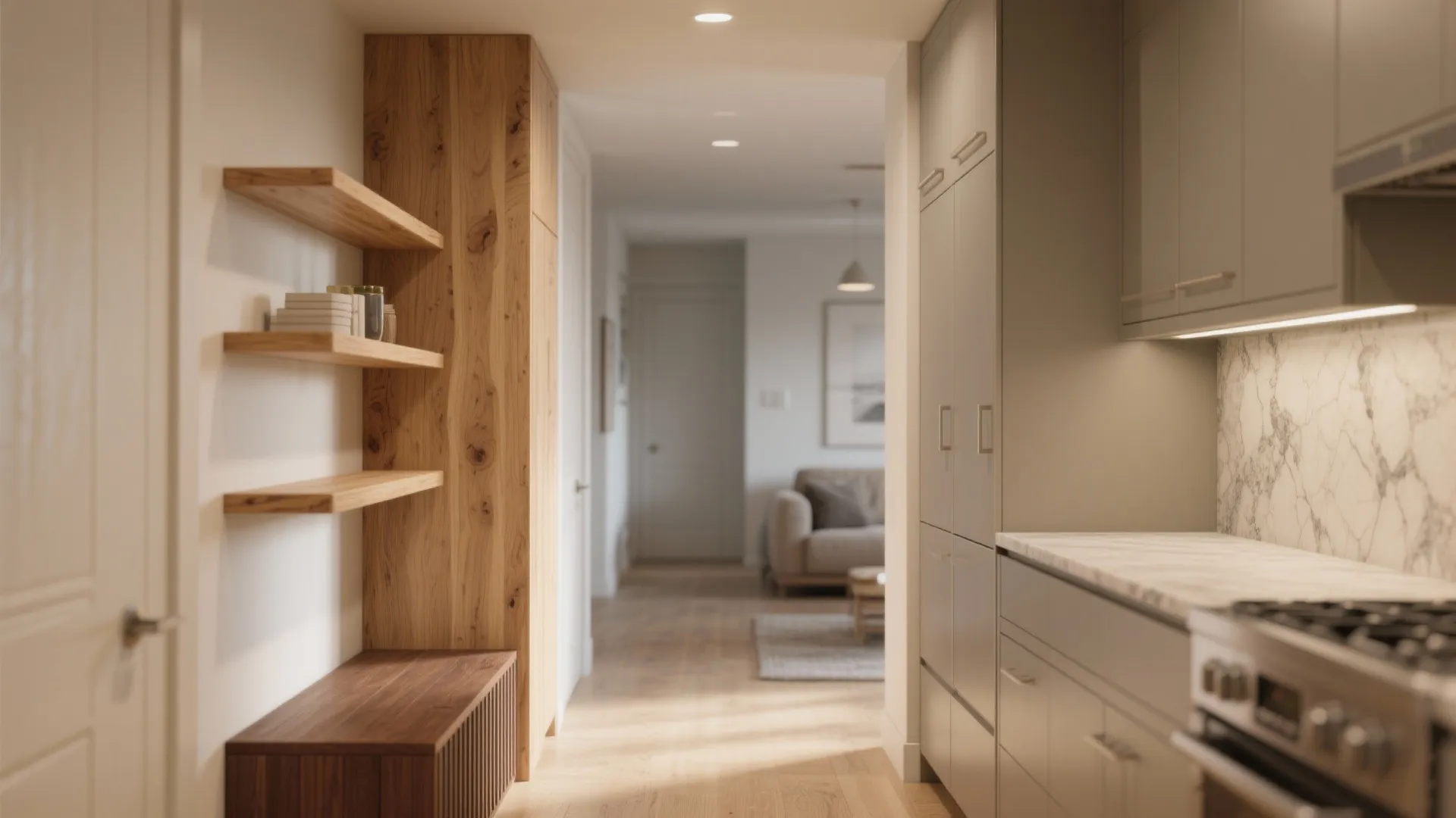 Warm Wood Accents to Humanize the Hall