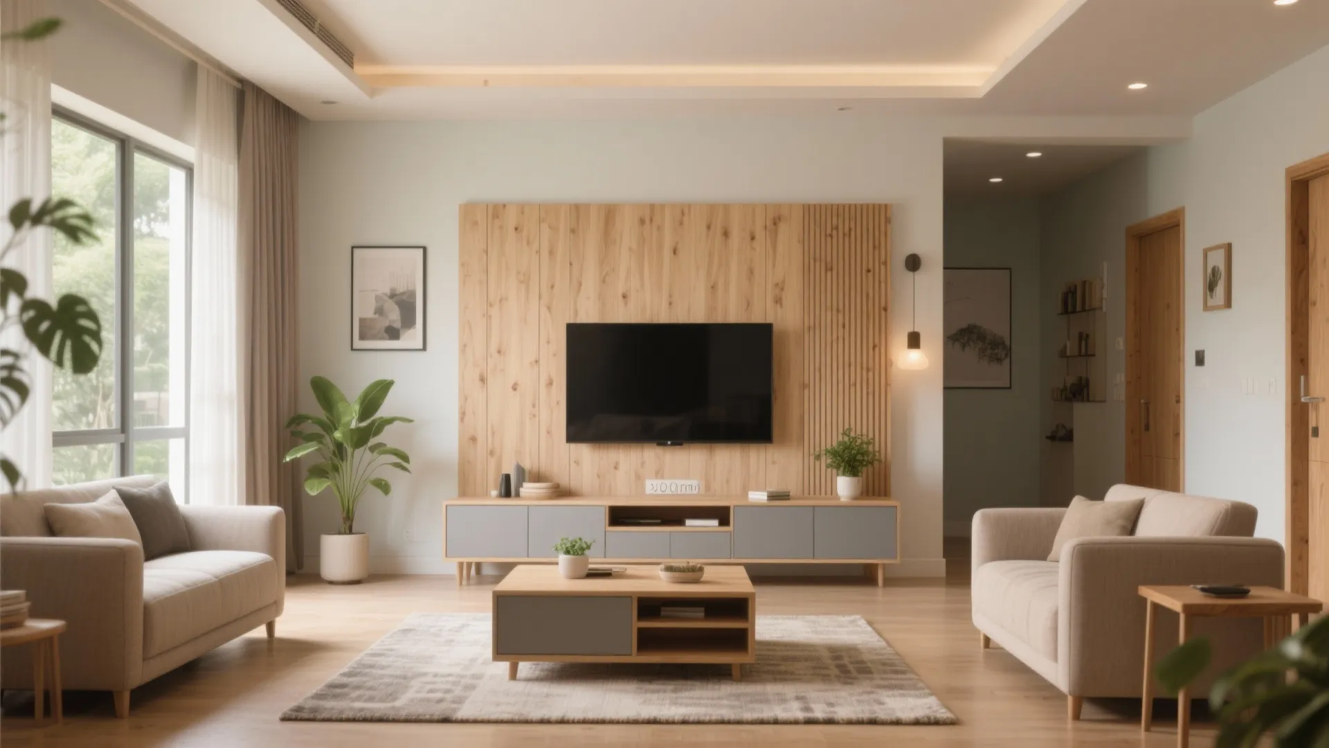 Warm wooden accents that don’t blow the budget