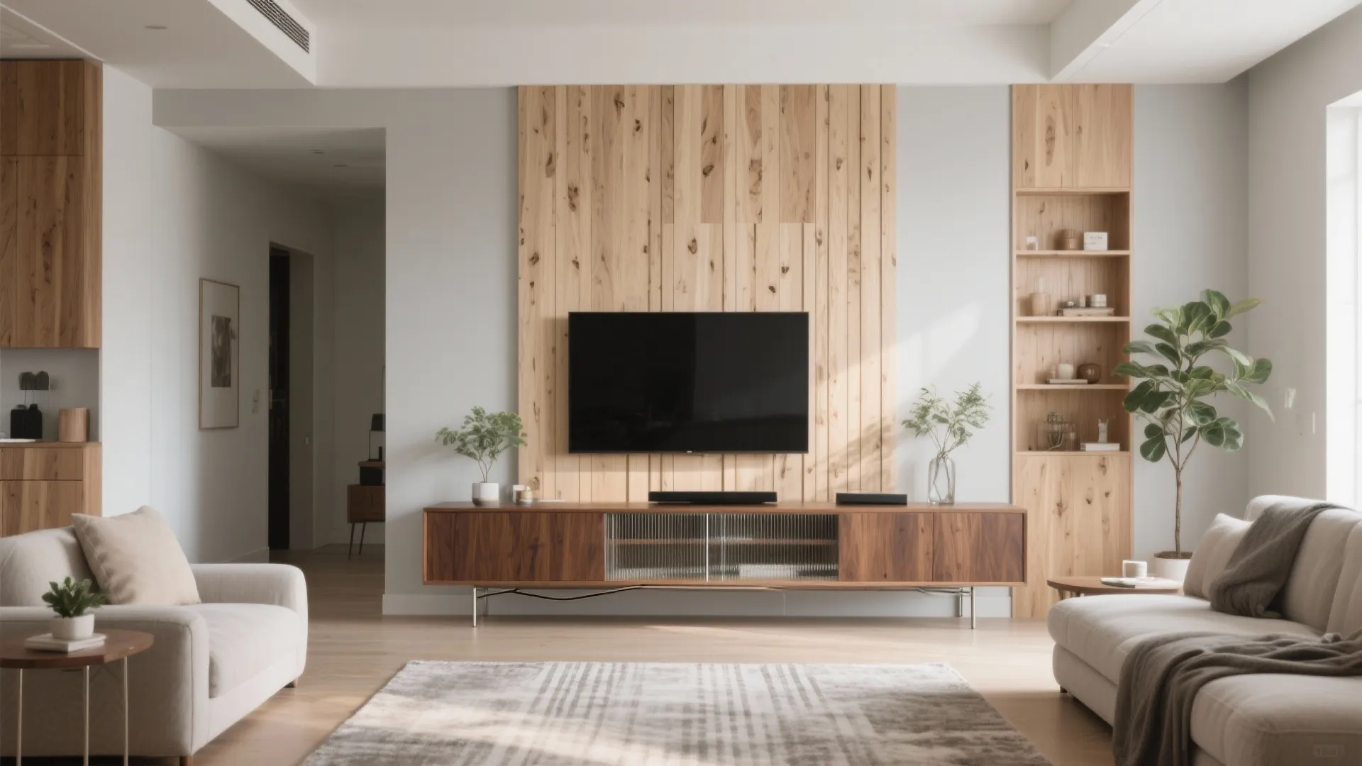 4) Warm wood accents that feel high-end, not heavy