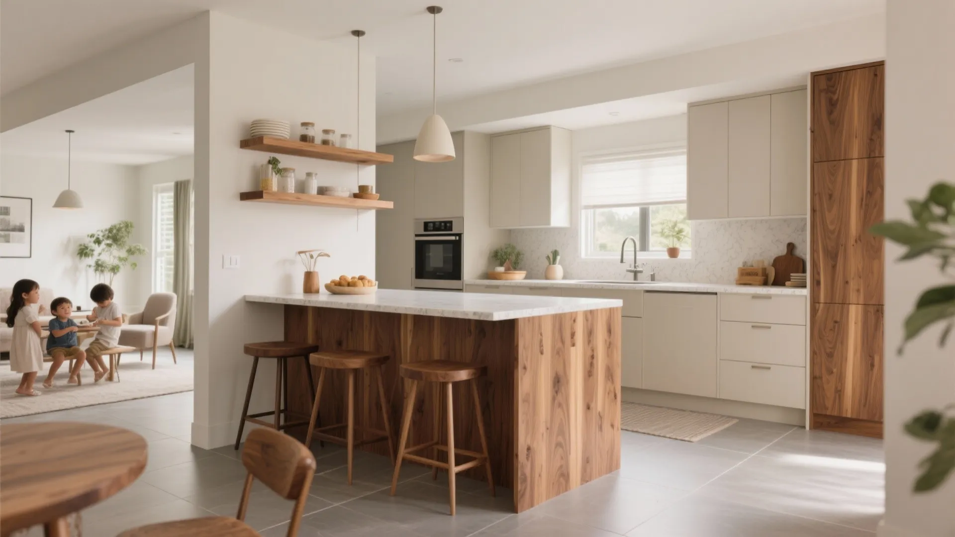 Warm wood accents for lived-in comfort