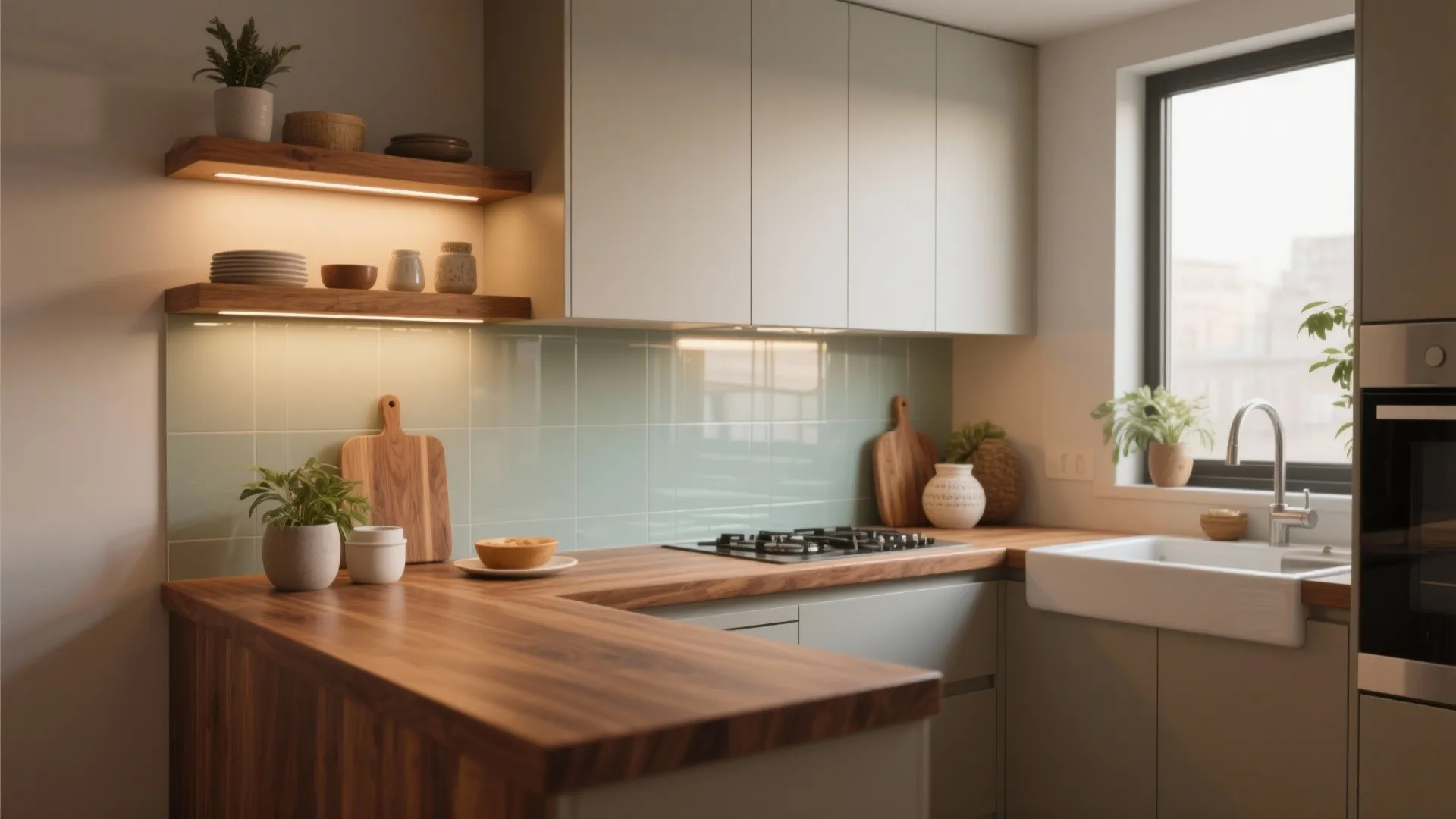 Warm Wood Accents Without Overpowering Space